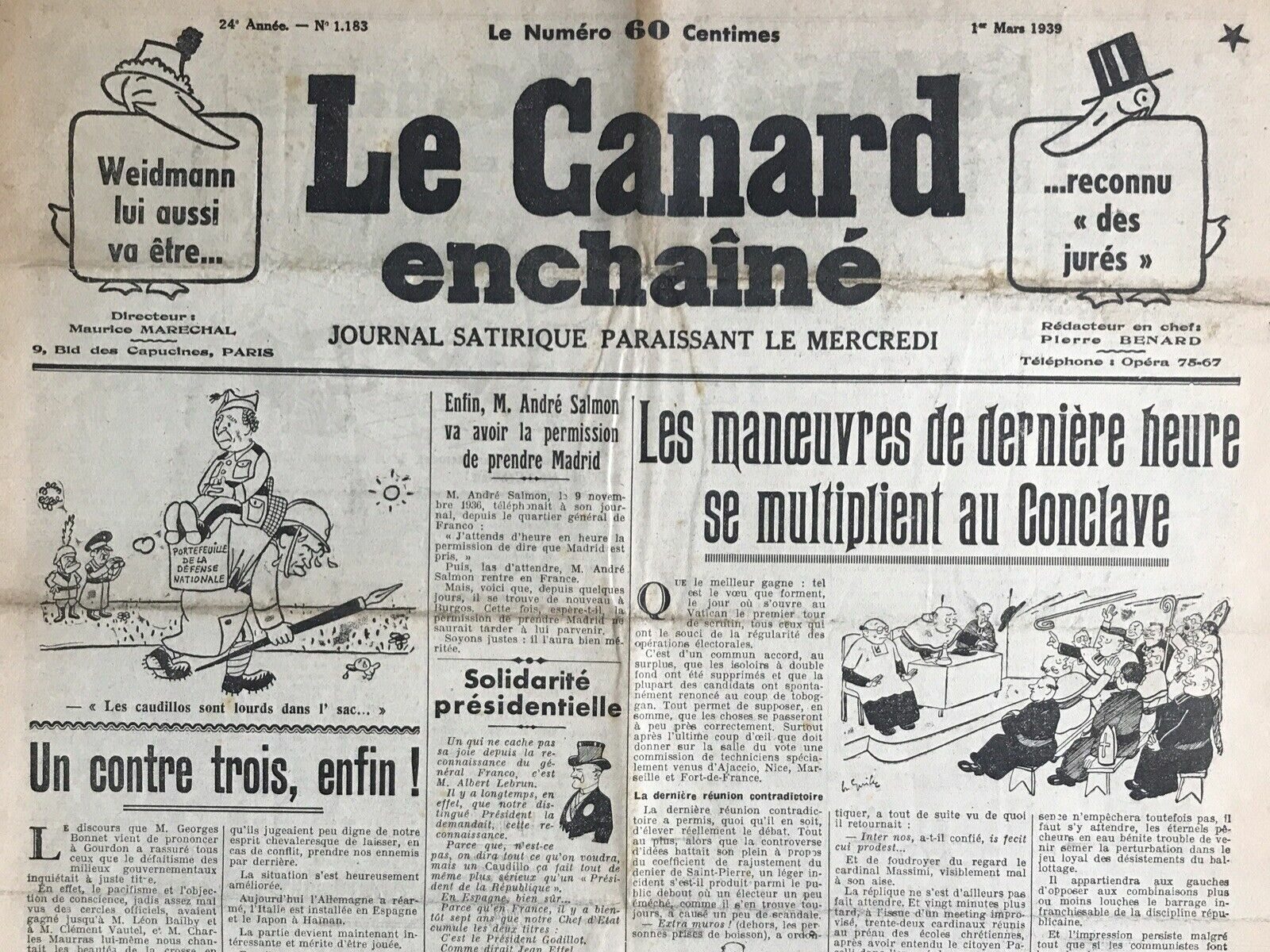 Couac ! | Acheter un Canard | Vente d'Anciens Journaux du Canard Enchaîné. Des Journaux Satiriques de Collection, Historiques & Authentiques de 1916 à 2004 ! | 1183 e1708179067808