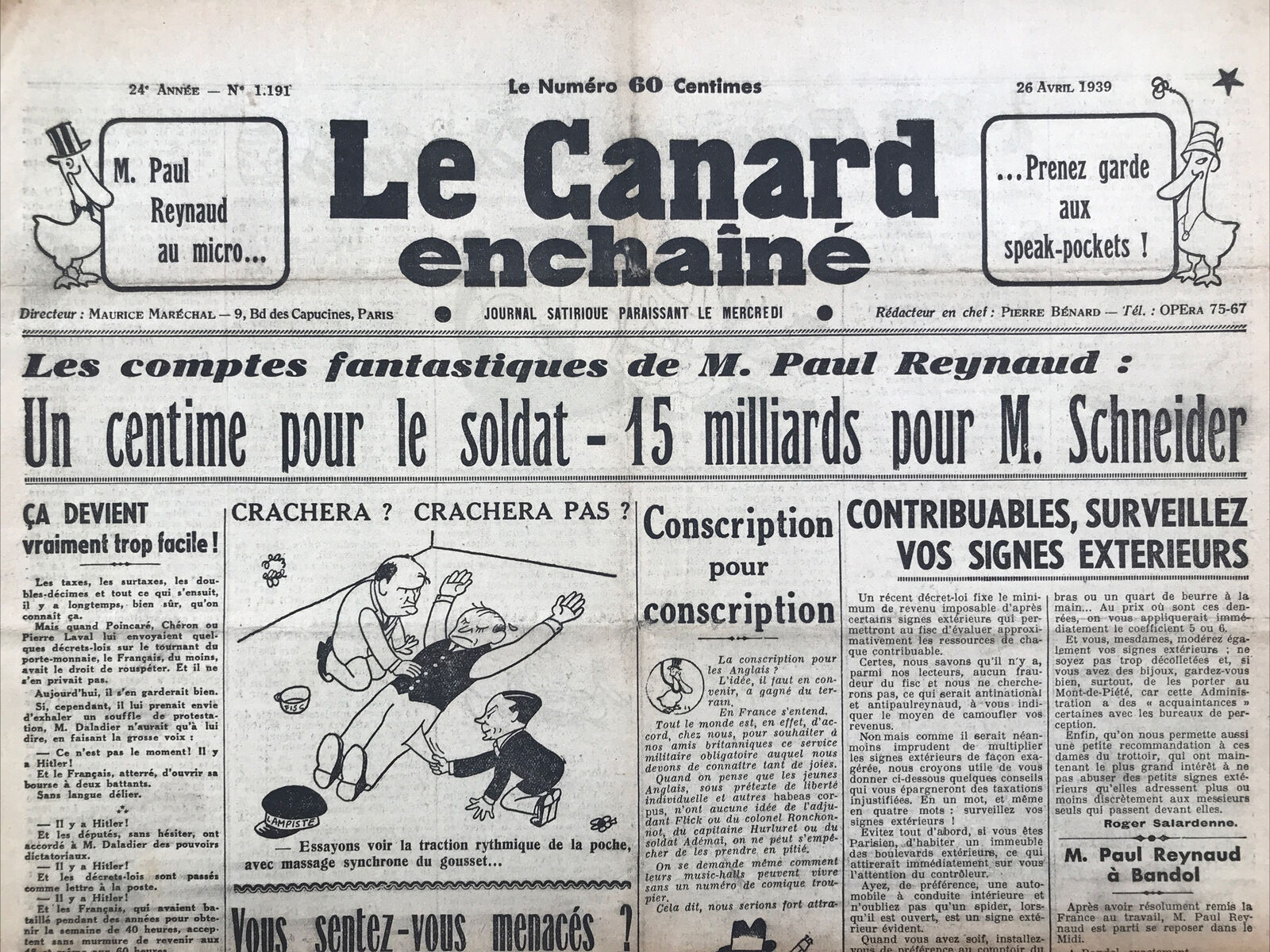 Couac ! | Acheter un Canard | Vente d'Anciens Journaux du Canard Enchaîné. Des Journaux Satiriques de Collection, Historiques & Authentiques de 1916 à 2004 ! | 1191