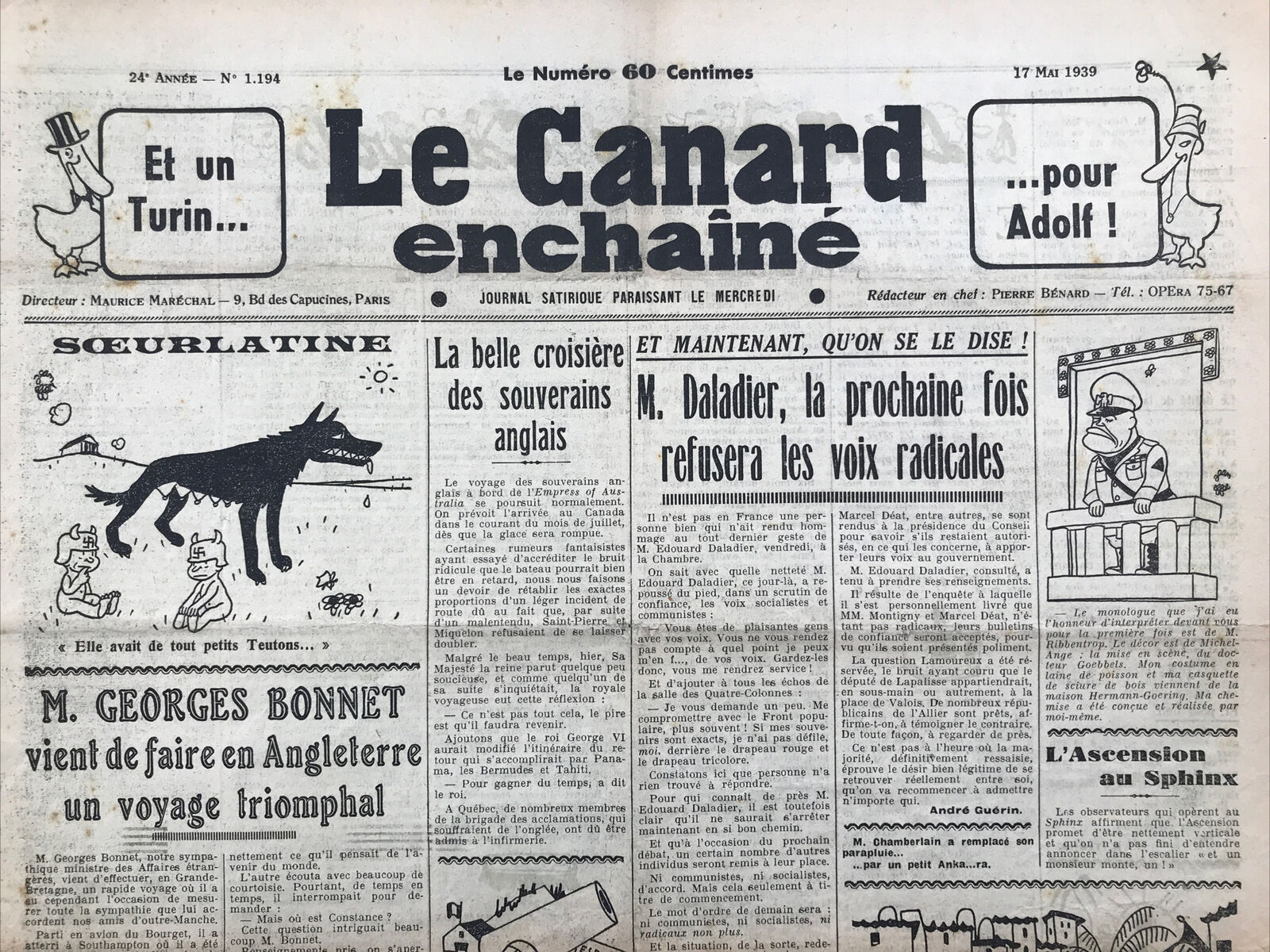 Couac ! | Acheter un Canard | Vente d'Anciens Journaux du Canard Enchaîné. Des Journaux Satiriques de Collection, Historiques & Authentiques de 1916 à 2004 ! | 1194