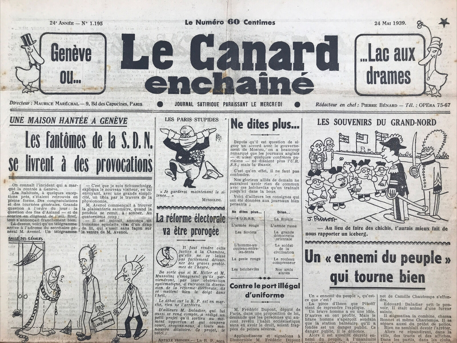 Couac ! | Acheter un Canard | Vente d'Anciens Journaux du Canard Enchaîné. Des Journaux Satiriques de Collection, Historiques & Authentiques de 1916 à 2004 ! | 1195