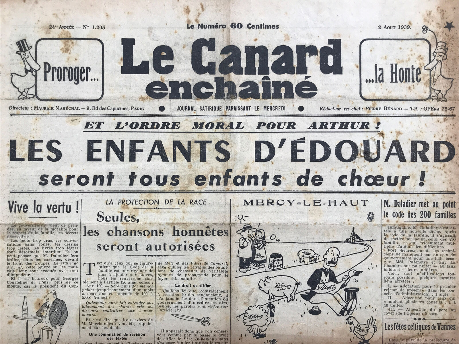 Couac ! | Acheter un Canard | Vente d'Anciens Journaux du Canard Enchaîné. Des Journaux Satiriques de Collection, Historiques & Authentiques de 1916 à 2004 ! | 1205