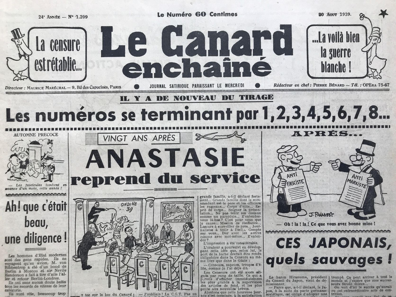 Couac ! | Acheter un Canard | Vente d'Anciens Journaux du Canard Enchaîné. Des Journaux Satiriques de Collection, Historiques & Authentiques de 1916 à 2004 ! | 1209 1