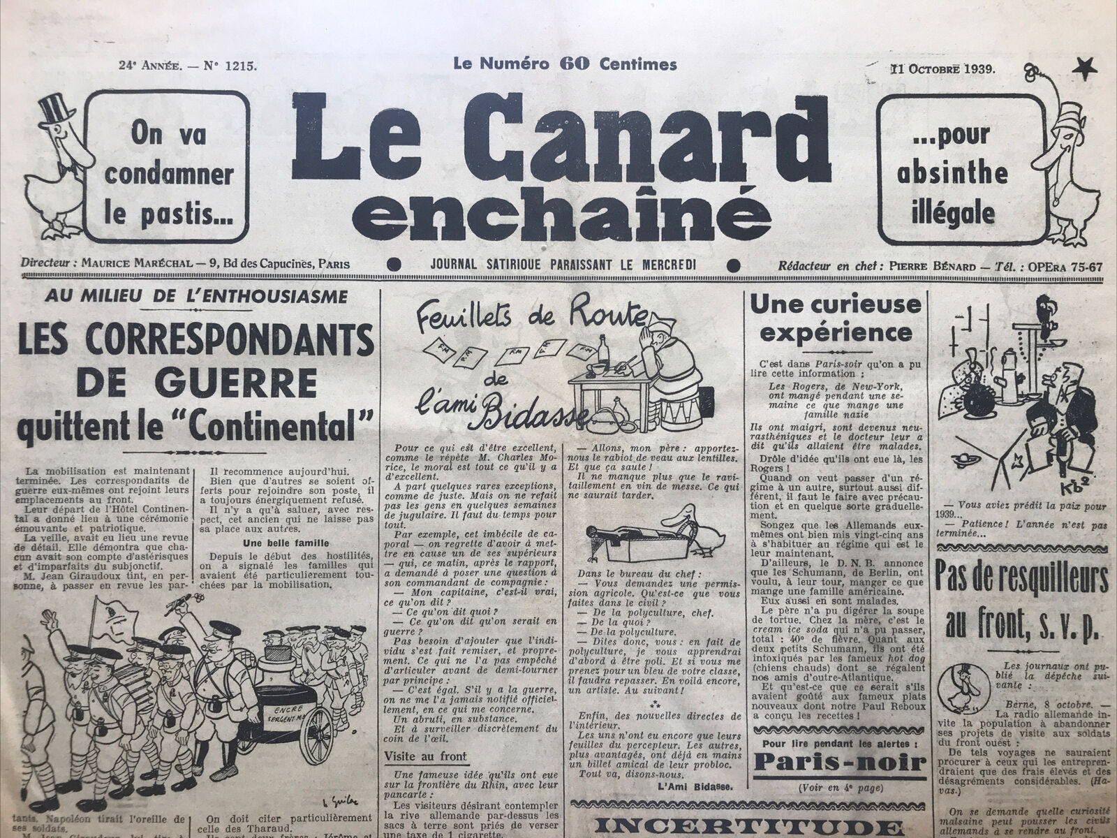 Couac ! | Acheter un Canard | Vente d'Anciens Journaux du Canard Enchaîné. Des Journaux Satiriques de Collection, Historiques & Authentiques de 1916 à 2004 ! | 1215