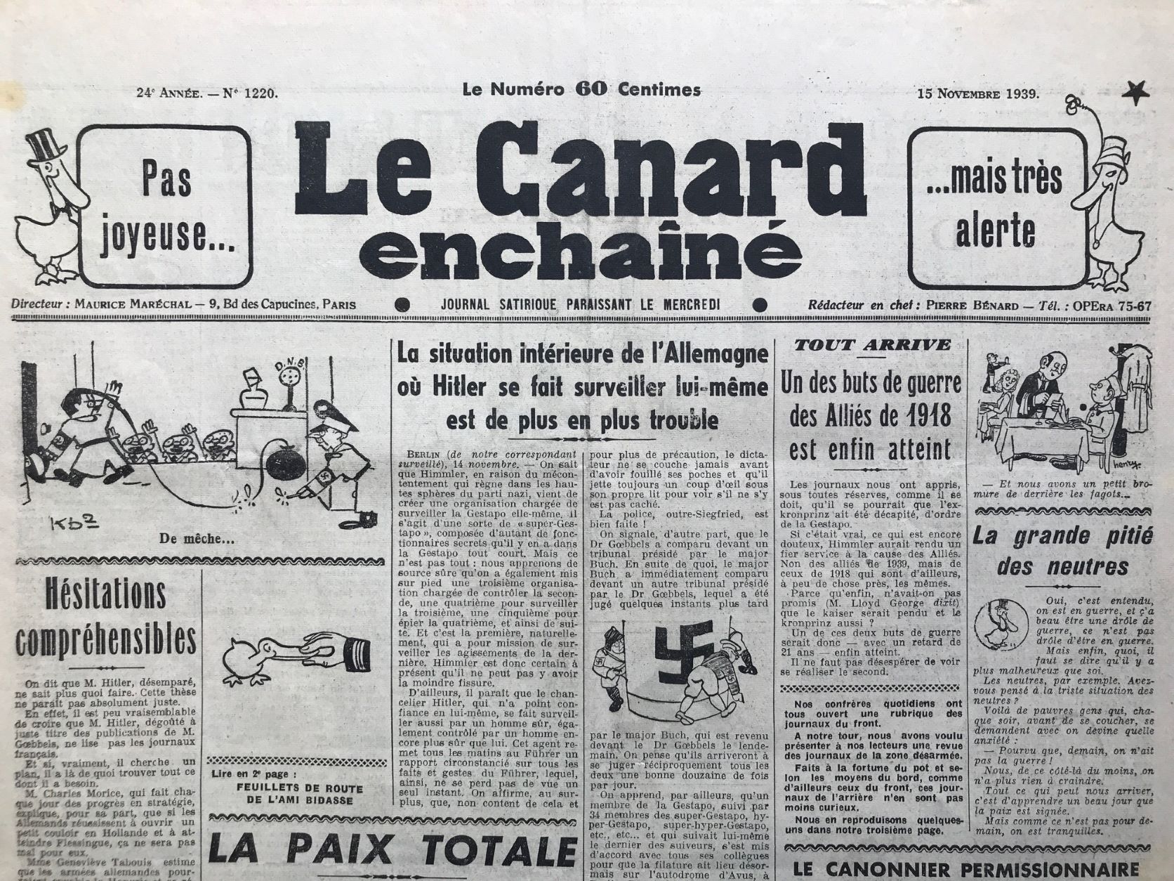 Couac ! | Acheter un Canard | Vente d'Anciens Journaux du Canard Enchaîné. Des Journaux Satiriques de Collection, Historiques & Authentiques de 1916 à 2004 ! | 1220