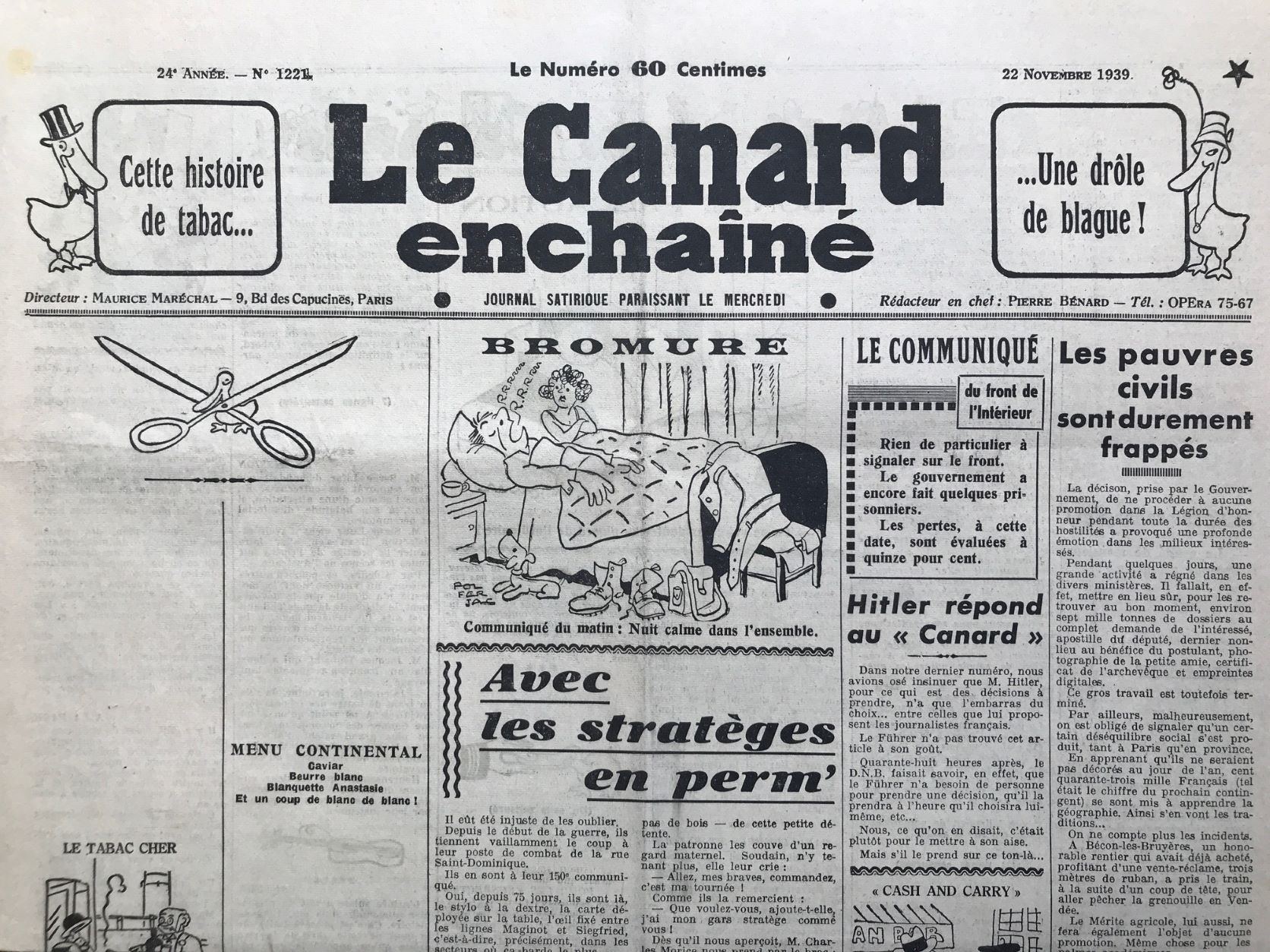 Couac ! | Acheter un Canard | Vente d'Anciens Journaux du Canard Enchaîné. Des Journaux Satiriques de Collection, Historiques & Authentiques de 1916 à 2004 ! | 1221