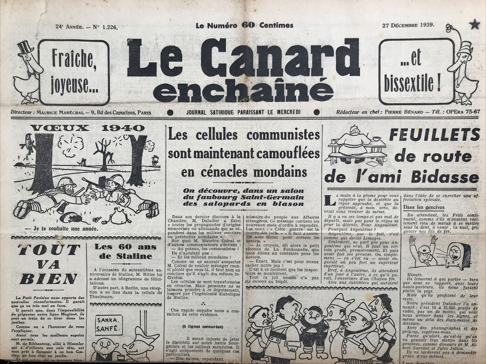 Couac ! | Acheter un Canard | Vente d'Anciens Journaux du Canard Enchaîné. Des Journaux Satiriques de Collection, Historiques & Authentiques de 1916 à 2004 ! | 1226