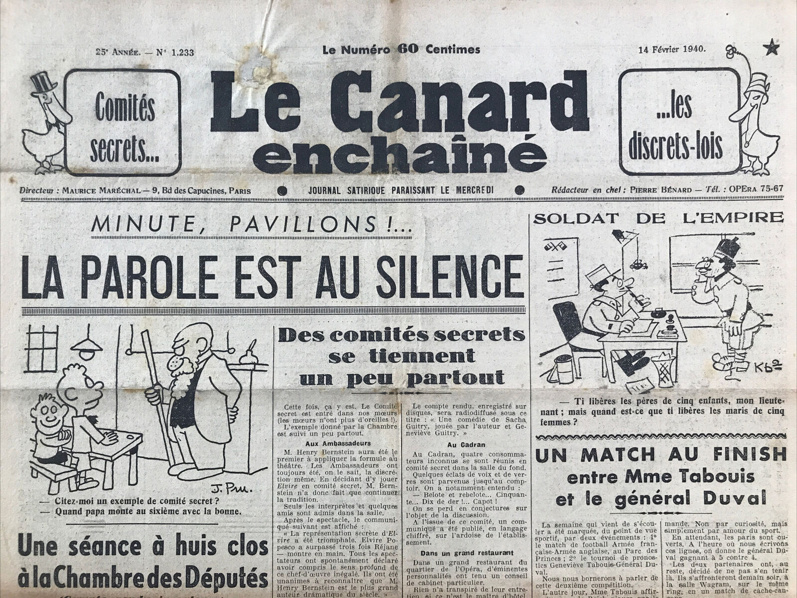 Couac ! | Acheter un Canard | Vente d'Anciens Journaux du Canard Enchaîné. Des Journaux Satiriques de Collection, Historiques & Authentiques de 1916 à 2004 ! | 1233