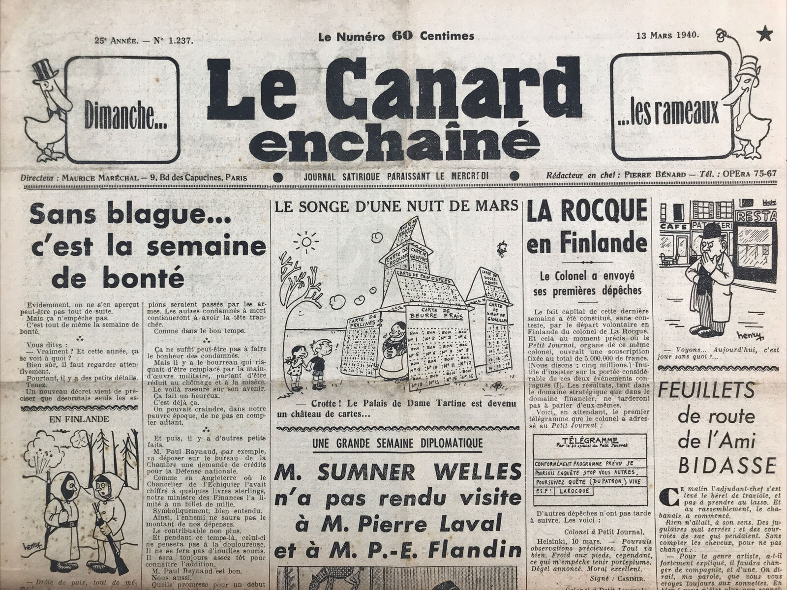 Couac ! | Acheter un Canard | Vente d'Anciens Journaux du Canard Enchaîné. Des Journaux Satiriques de Collection, Historiques & Authentiques de 1916 à 2004 ! | 1237