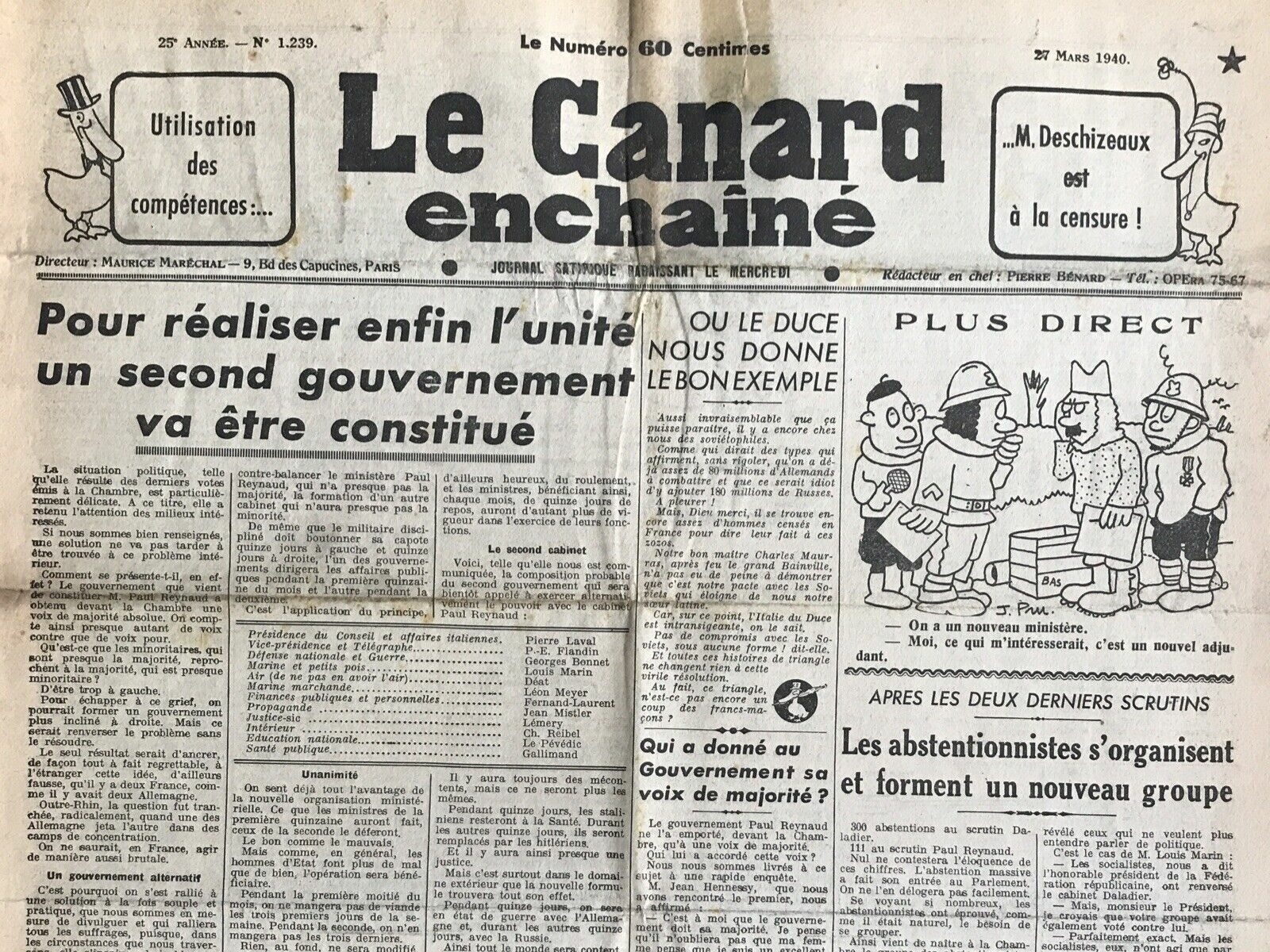 Couac ! | Acheter un Canard | Vente d'Anciens Journaux du Canard Enchaîné. Des Journaux Satiriques de Collection, Historiques & Authentiques de 1916 à 2004 ! | 1239 e1708180410834