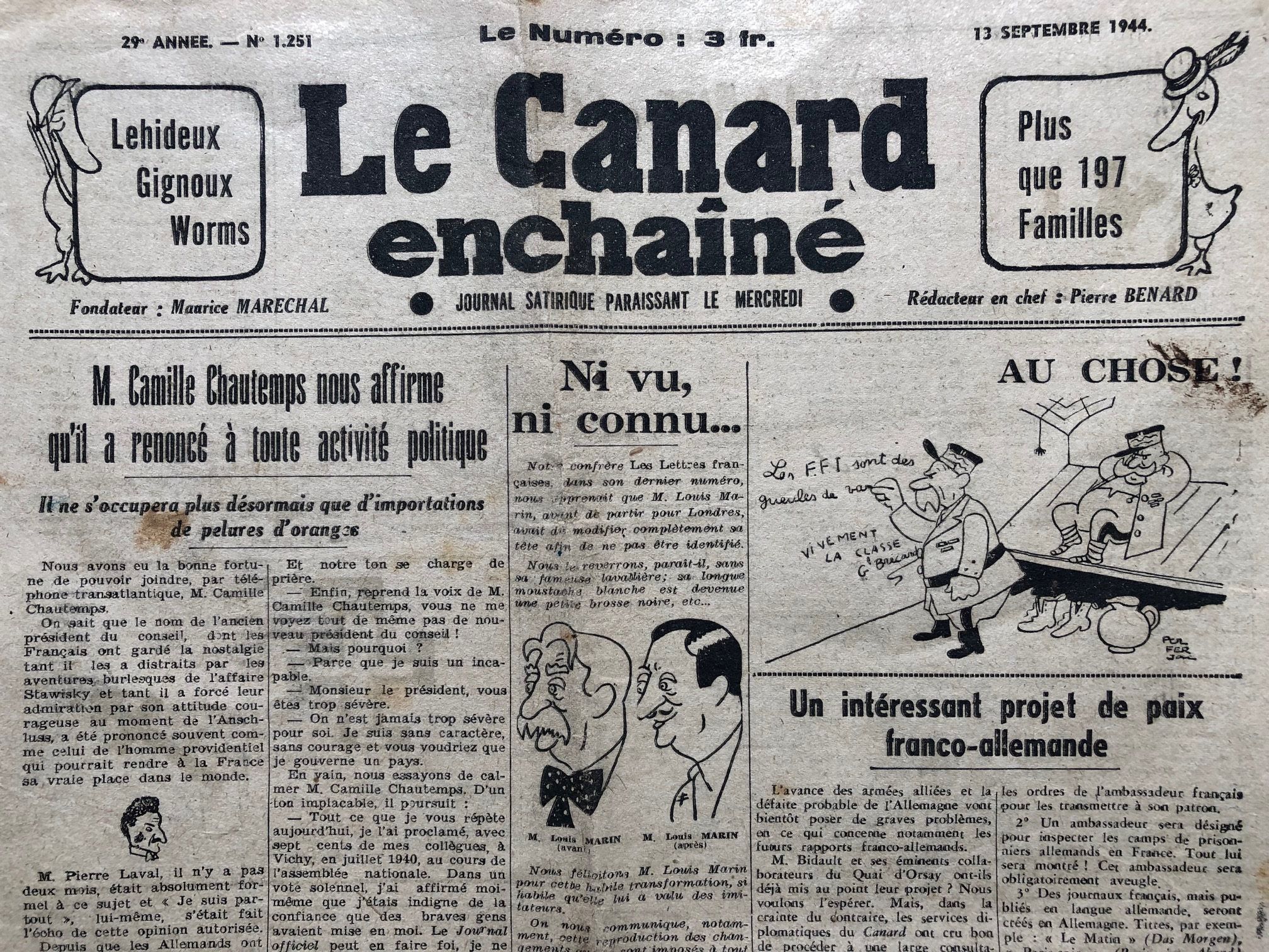 Couac ! | Acheter un Canard | Vente d'Anciens Journaux du Canard Enchaîné. Des Journaux Satiriques de Collection, Historiques & Authentiques de 1916 à 2004 ! | 1251