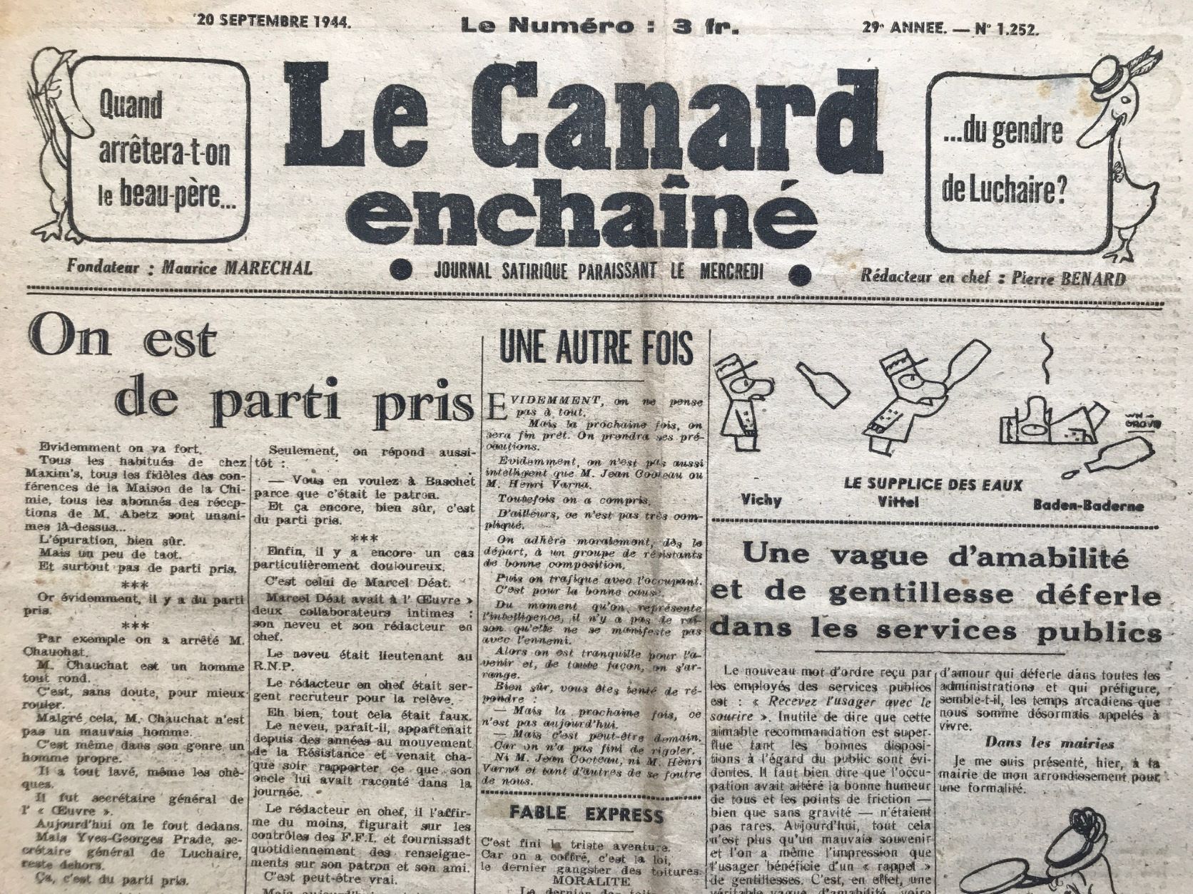 Couac ! | Acheter un Canard | Vente d'Anciens Journaux du Canard Enchaîné. Des Journaux Satiriques de Collection, Historiques & Authentiques de 1916 à 2004 ! | 1252