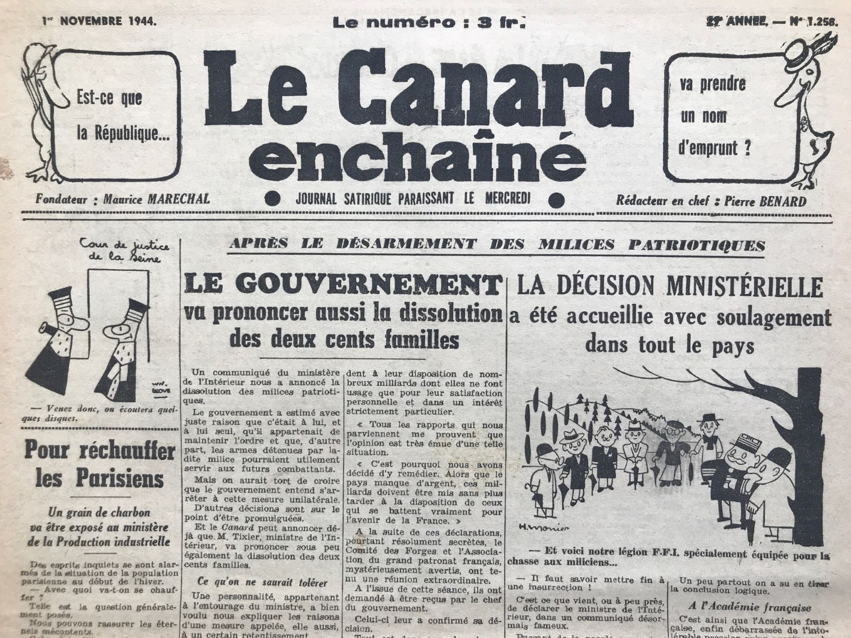 Couac ! | Acheter un Canard | Vente d'Anciens Journaux du Canard Enchaîné. Des Journaux Satiriques de Collection, Historiques & Authentiques de 1916 à 2004 ! | 1258 1