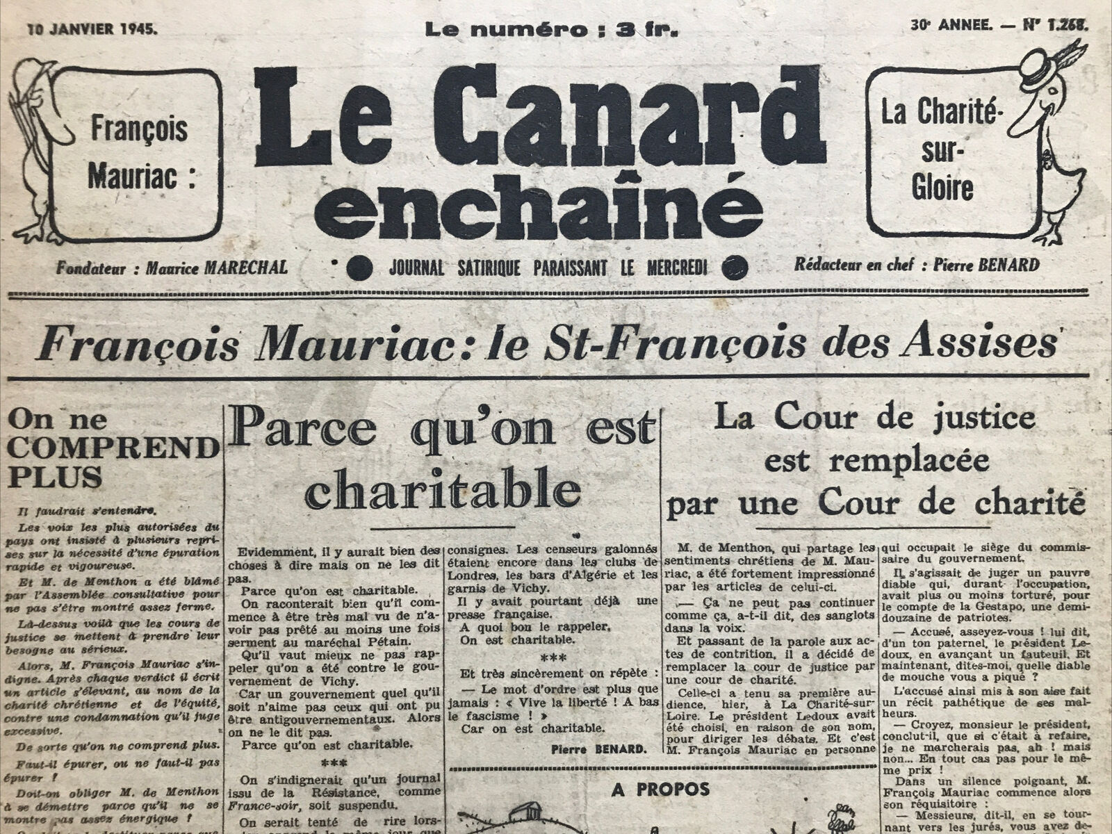 Couac ! | Acheter un Canard | Vente d'Anciens Journaux du Canard Enchaîné. Des Journaux Satiriques de Collection, Historiques & Authentiques de 1916 à 2004 ! | 1268