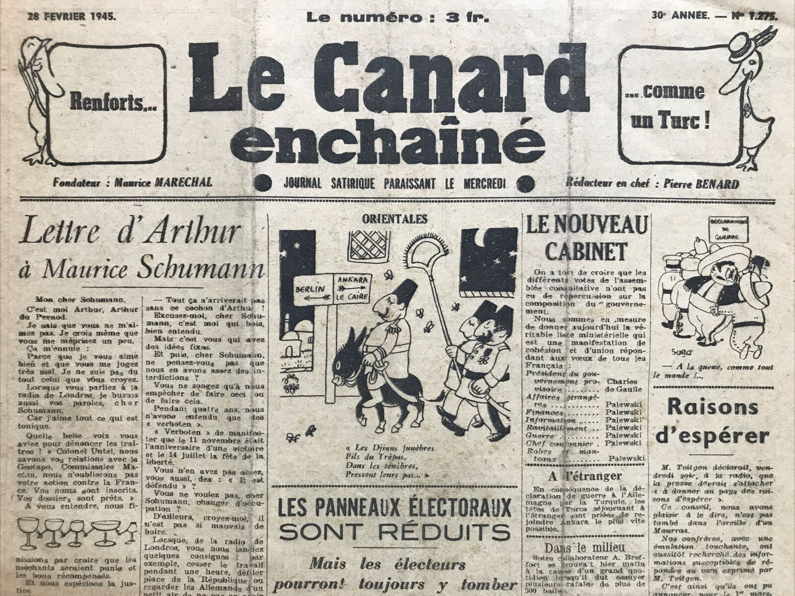 Couac ! | Acheter un Canard | Vente d'Anciens Journaux du Canard Enchaîné. Des Journaux Satiriques de Collection, Historiques & Authentiques de 1916 à 2004 ! | 1275