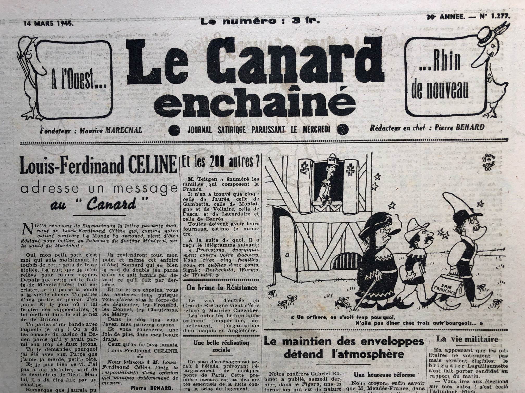 Couac ! | Acheter un Canard | Vente d'Anciens Journaux du Canard Enchaîné. Des Journaux Satiriques de Collection, Historiques & Authentiques de 1916 à 2004 ! | 1277 1