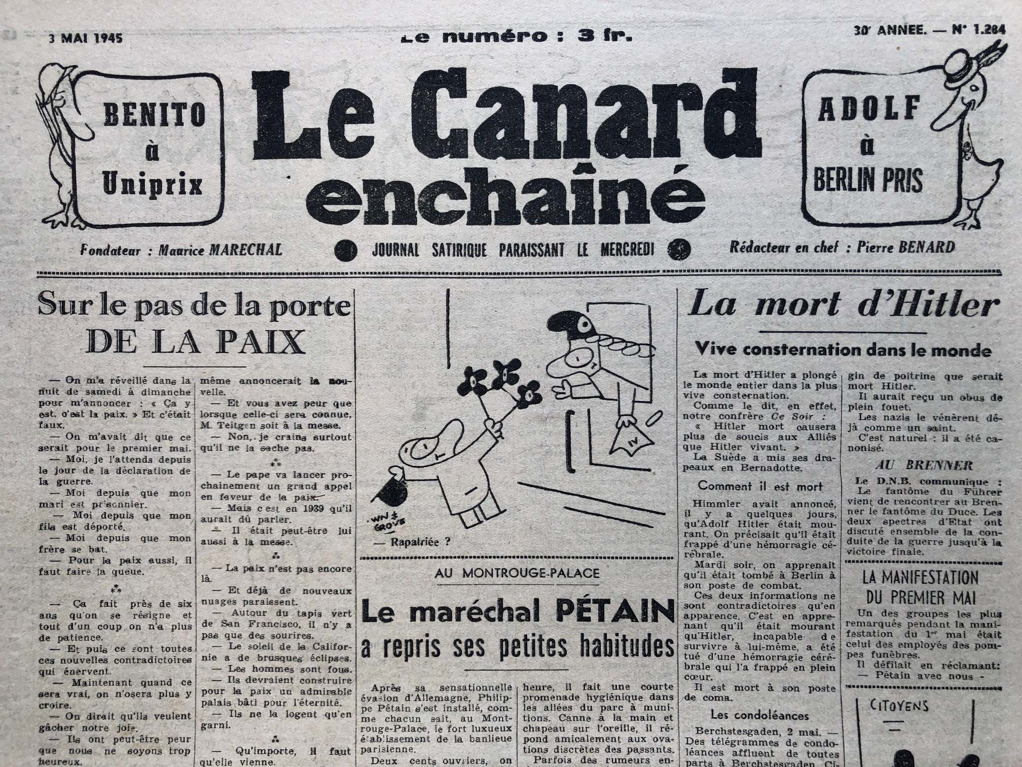 Couac ! | Acheter un Canard | Vente d'Anciens Journaux du Canard Enchaîné. Des Journaux Satiriques de Collection, Historiques & Authentiques de 1916 à 2004 ! | 1284 1