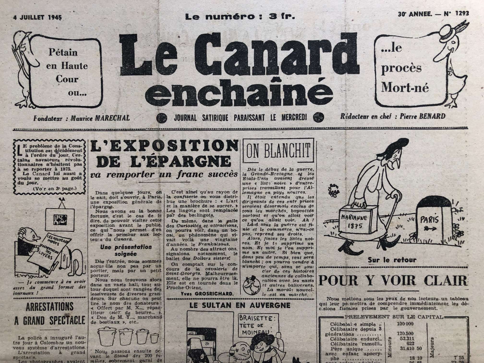 Couac ! | Acheter un Canard | Vente d'Anciens Journaux du Canard Enchaîné. Des Journaux Satiriques de Collection, Historiques & Authentiques de 1916 à 2004 ! | 1293 1