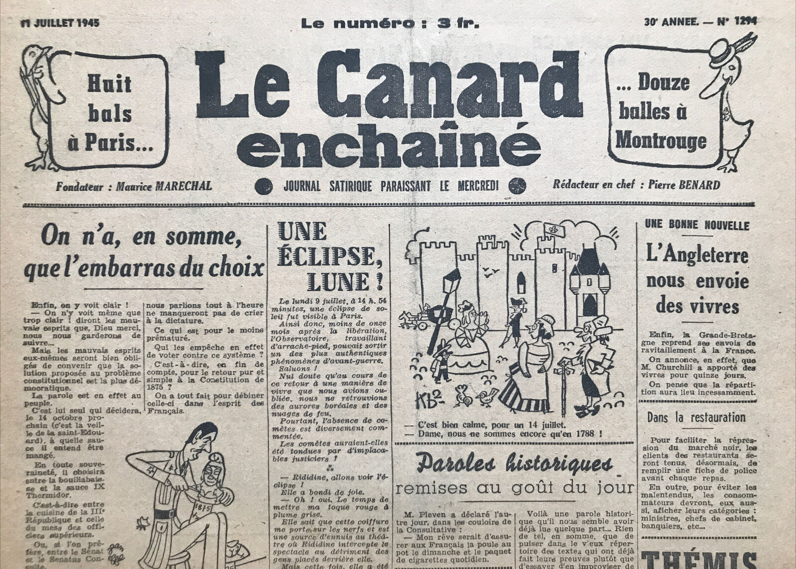 Couac ! | Acheter un Canard | Vente d'Anciens Journaux du Canard Enchaîné. Des Journaux Satiriques de Collection, Historiques & Authentiques de 1916 à 2004 ! | 1294