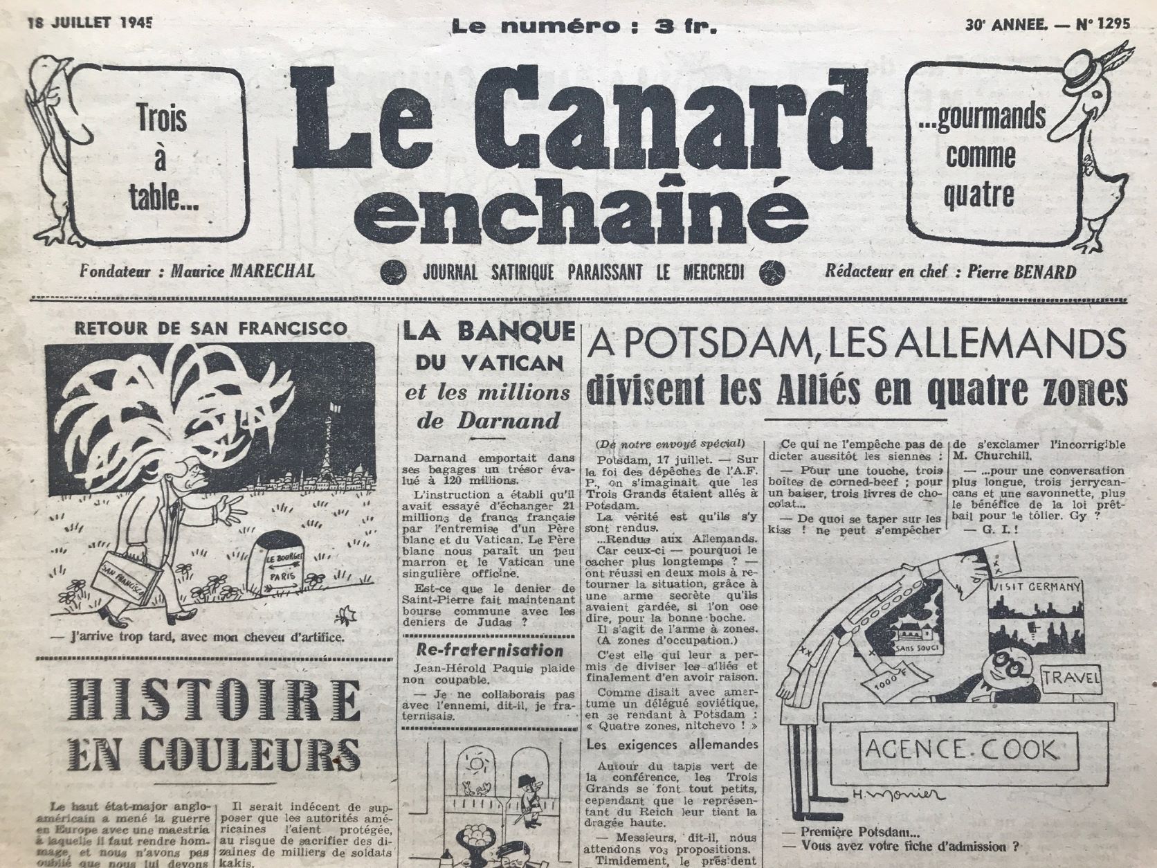 Couac ! | Acheter un Canard | Vente d'Anciens Journaux du Canard Enchaîné. Des Journaux Satiriques de Collection, Historiques & Authentiques de 1916 à 2004 ! | 1295