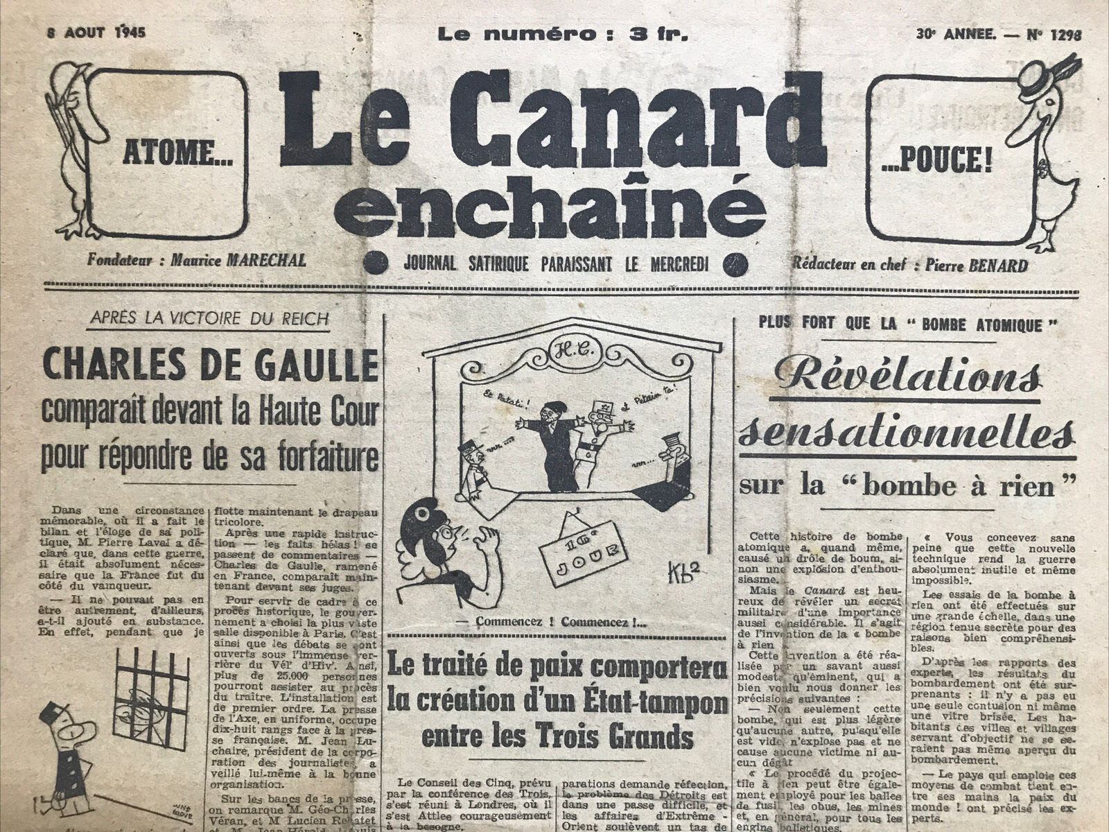 Couac ! | Acheter un Canard | Vente d'Anciens Journaux du Canard Enchaîné. Des Journaux Satiriques de Collection, Historiques & Authentiques de 1916 à 2004 ! | 1298