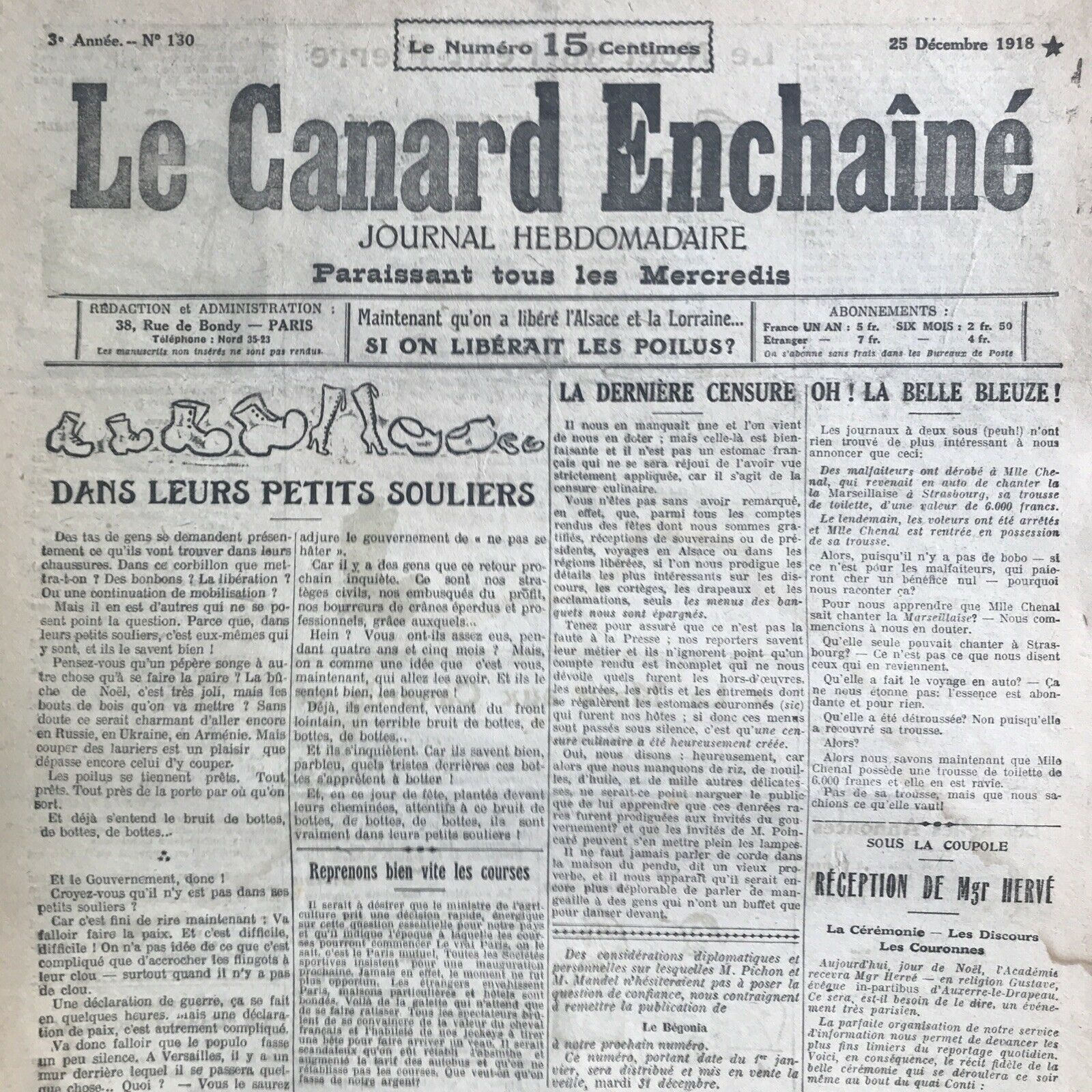 Couac ! | Acheter un Canard | Vente d'Anciens Journaux du Canard Enchaîné. Des Journaux Satiriques de Collection, Historiques & Authentiques de 1916 à 2004 ! | 130