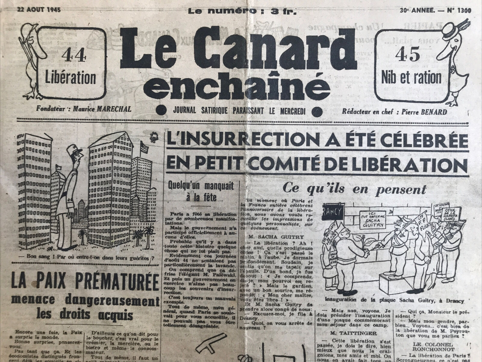 Couac ! | Acheter un Canard | Vente d'Anciens Journaux du Canard Enchaîné. Des Journaux Satiriques de Collection, Historiques & Authentiques de 1916 à 2004 ! | 1300