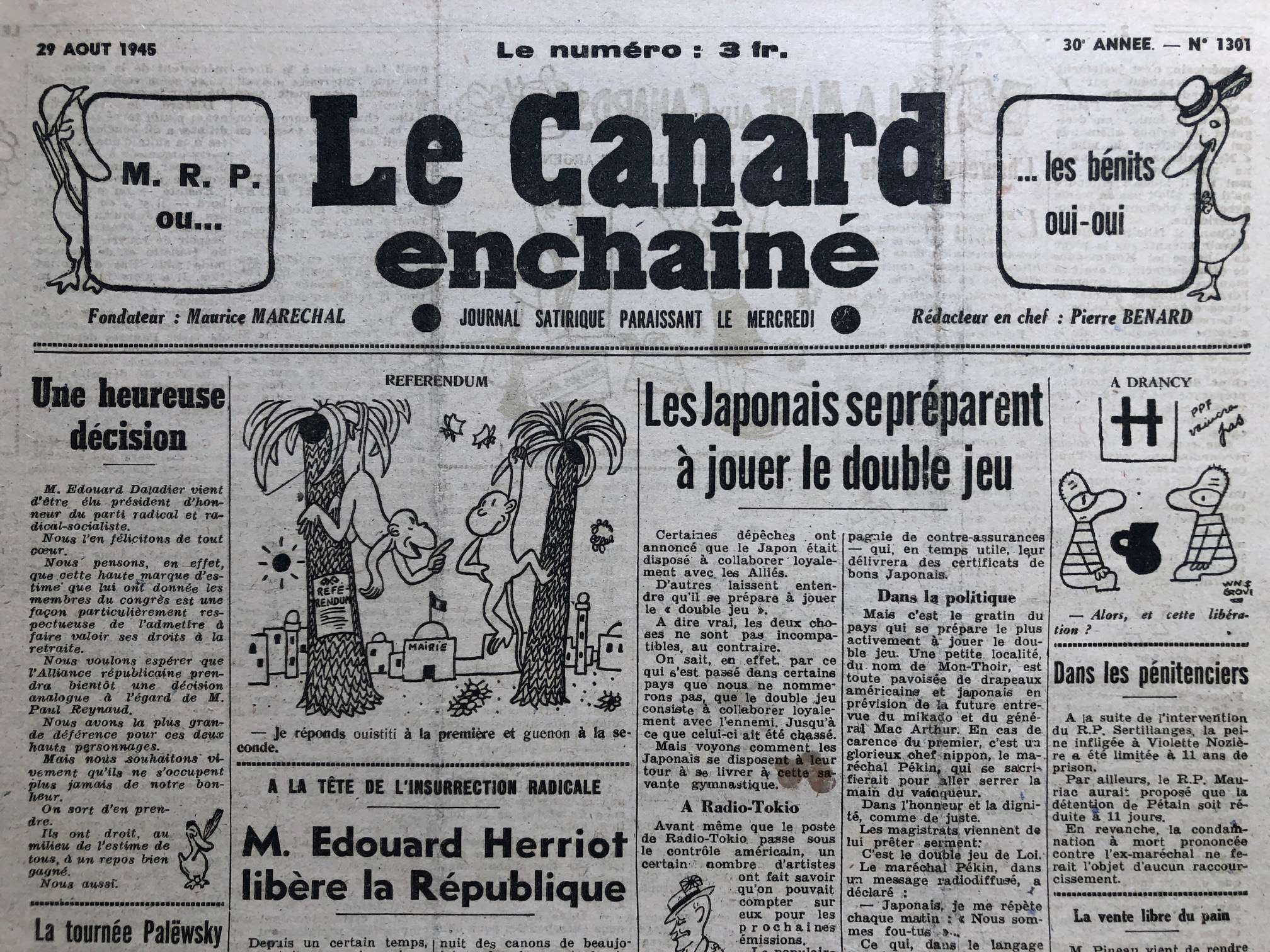 Couac ! | Acheter un Canard | Vente d'Anciens Journaux du Canard Enchaîné. Des Journaux Satiriques de Collection, Historiques & Authentiques de 1916 à 2004 ! | 1301 1