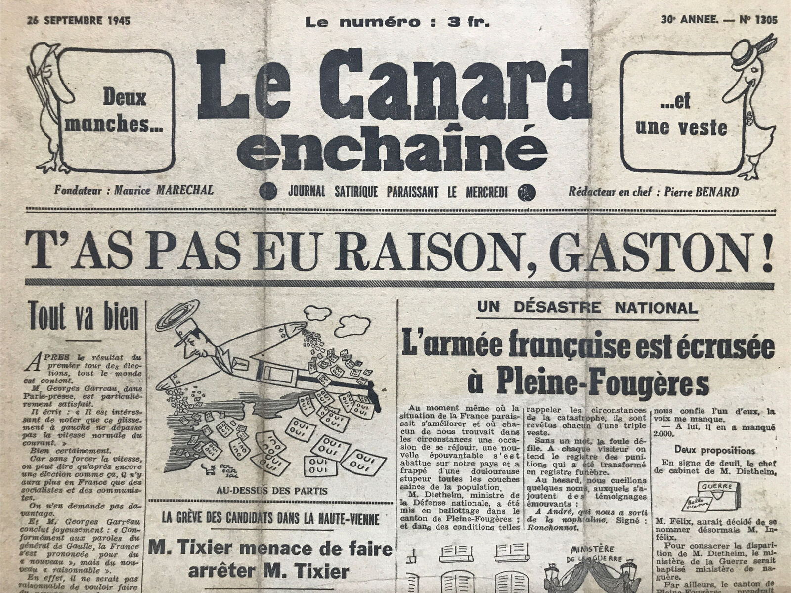 Couac ! | Acheter un Canard | Vente d'Anciens Journaux du Canard Enchaîné. Des Journaux Satiriques de Collection, Historiques & Authentiques de 1916 à 2004 ! | 1305