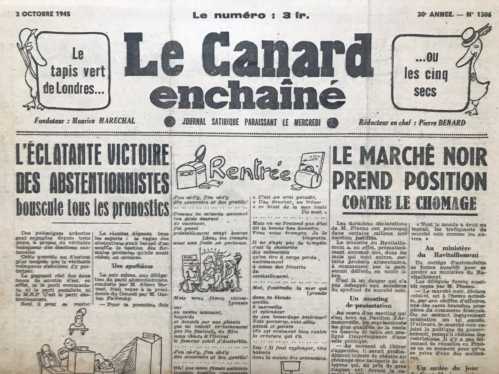 Couac ! | Acheter un Canard | Vente d'Anciens Journaux du Canard Enchaîné. Des Journaux Satiriques de Collection, Historiques & Authentiques de 1916 à 2004 ! | 1306 1