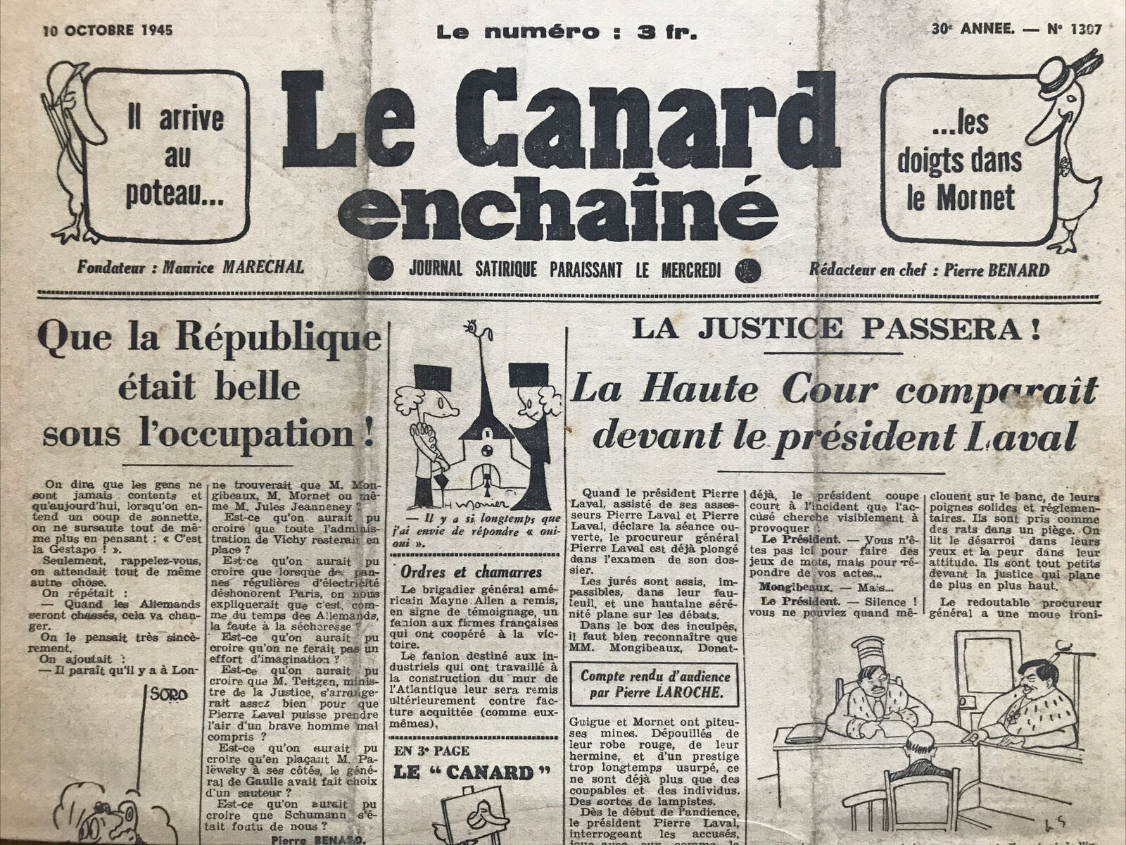 Couac ! | Acheter un Canard | Vente d'Anciens Journaux du Canard Enchaîné. Des Journaux Satiriques de Collection, Historiques & Authentiques de 1916 à 2004 ! | 1307