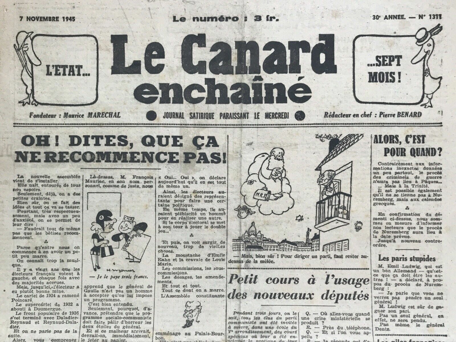 Couac ! | Acheter un Canard | Vente d'Anciens Journaux du Canard Enchaîné. Des Journaux Satiriques de Collection, Historiques & Authentiques de 1916 à 2004 ! | 1311 e1708181392525