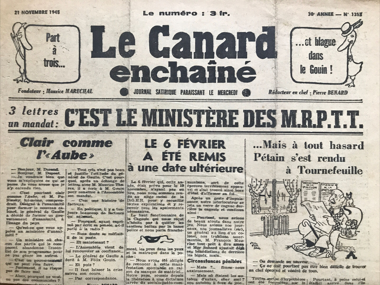 Couac ! | Acheter un Canard | Vente d'Anciens Journaux du Canard Enchaîné. Des Journaux Satiriques de Collection, Historiques & Authentiques de 1916 à 2004 ! | 1313