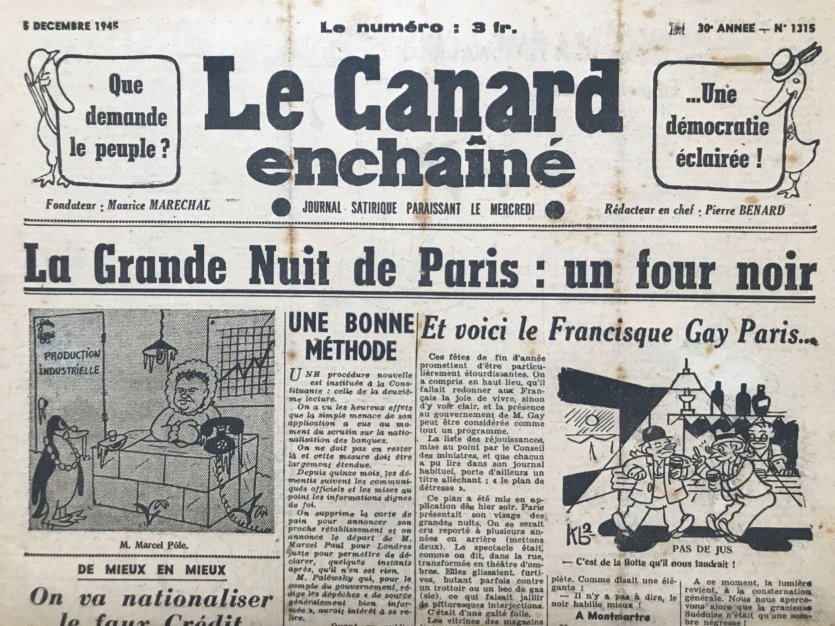 Couac ! | Acheter un Canard | Vente d'Anciens Journaux du Canard Enchaîné. Des Journaux Satiriques de Collection, Historiques & Authentiques de 1916 à 2004 ! | 1315 1