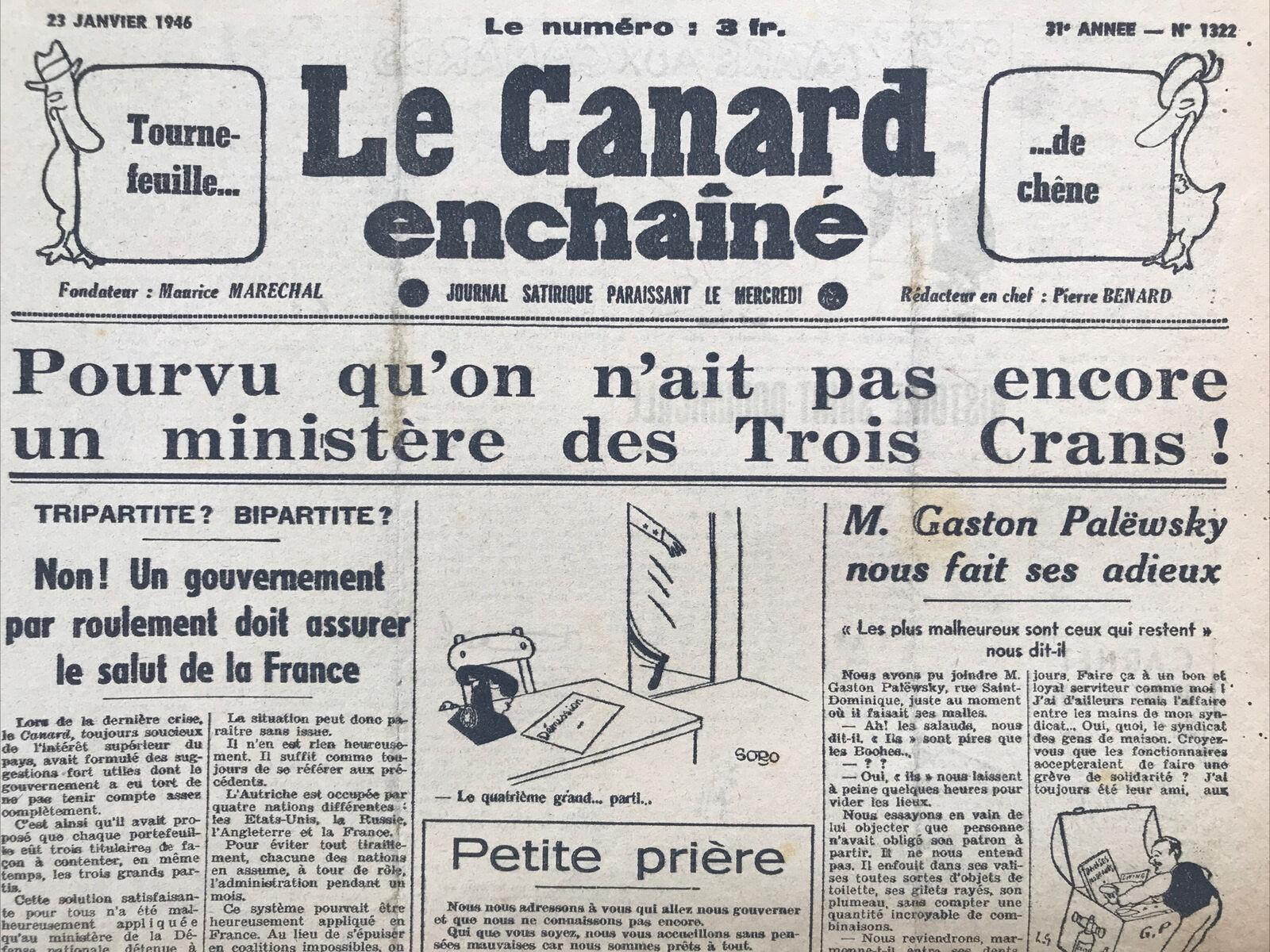 Couac ! | Acheter un Canard | Vente d'Anciens Journaux du Canard Enchaîné. Des Journaux Satiriques de Collection, Historiques & Authentiques de 1916 à 2004 ! | 1322