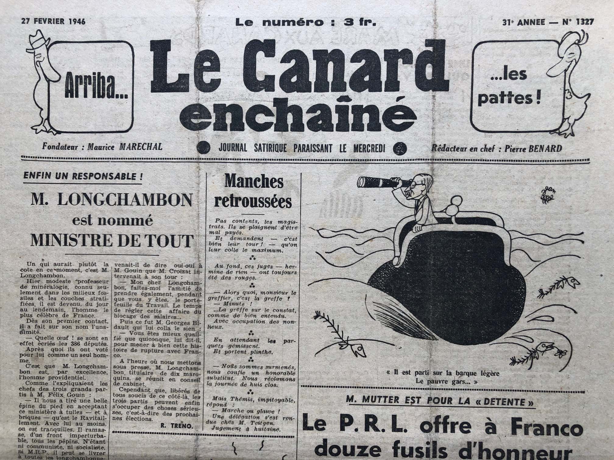 Couac ! | Acheter un Canard | Vente d'Anciens Journaux du Canard Enchaîné. Des Journaux Satiriques de Collection, Historiques & Authentiques de 1916 à 2004 ! | 1327 1