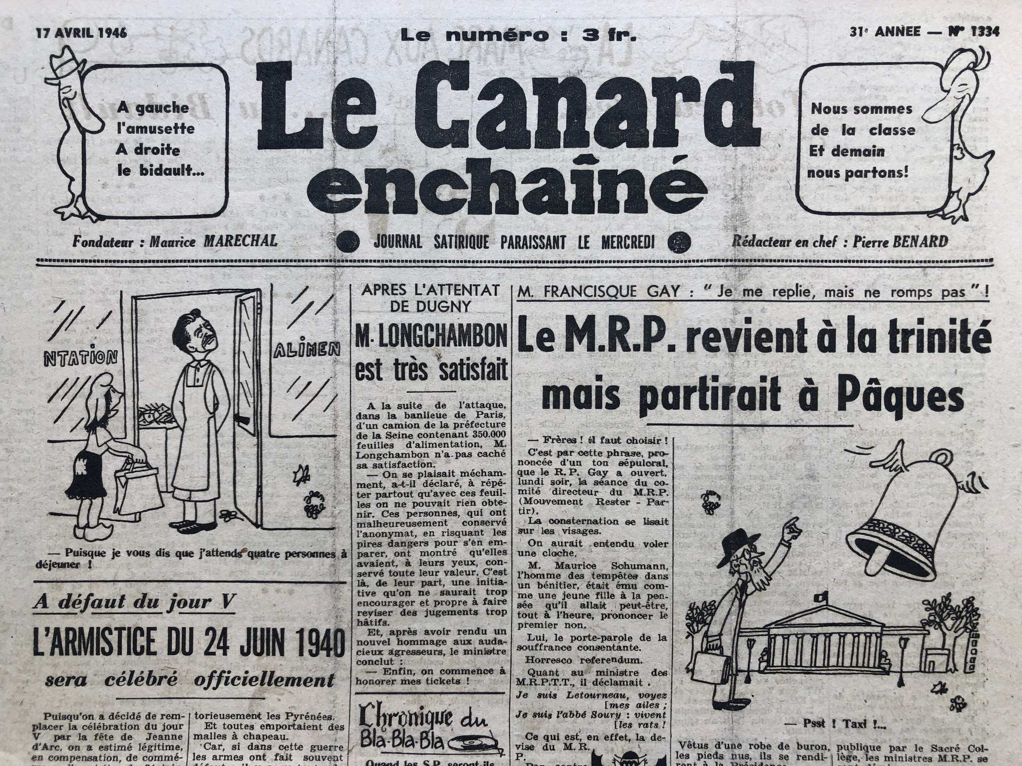 Couac ! | Acheter un Canard | Vente d'Anciens Journaux du Canard Enchaîné. Des Journaux Satiriques de Collection, Historiques & Authentiques de 1916 à 2004 ! | 1334 1