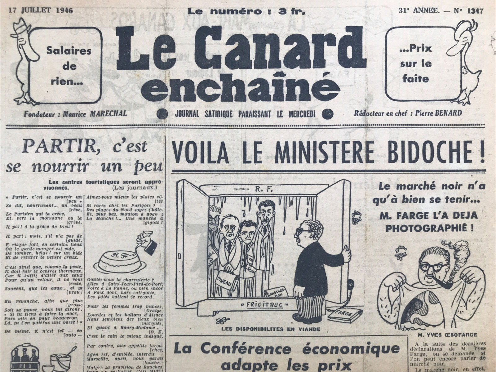 Couac ! | Acheter un Canard | Vente d'Anciens Journaux du Canard Enchaîné. Des Journaux Satiriques de Collection, Historiques & Authentiques de 1916 à 2004 ! | 1347