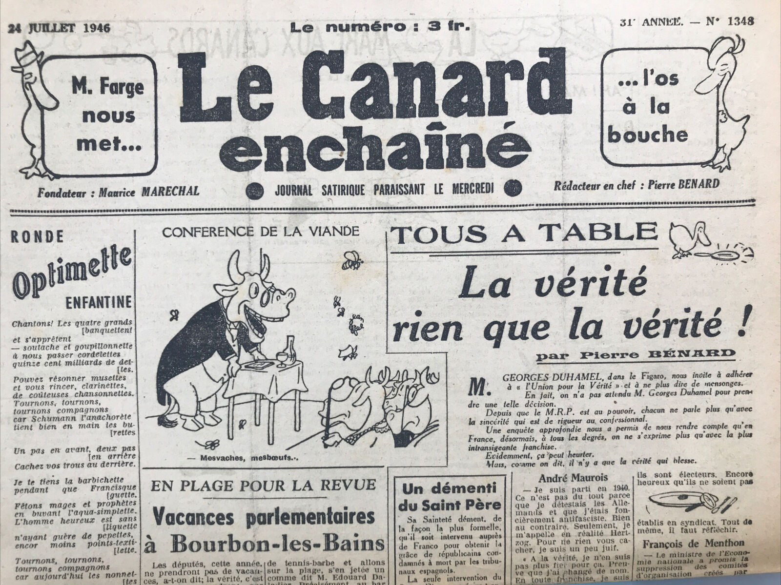 Couac ! | Acheter un Canard | Vente d'Anciens Journaux du Canard Enchaîné. Des Journaux Satiriques de Collection, Historiques & Authentiques de 1916 à 2004 ! | 1348