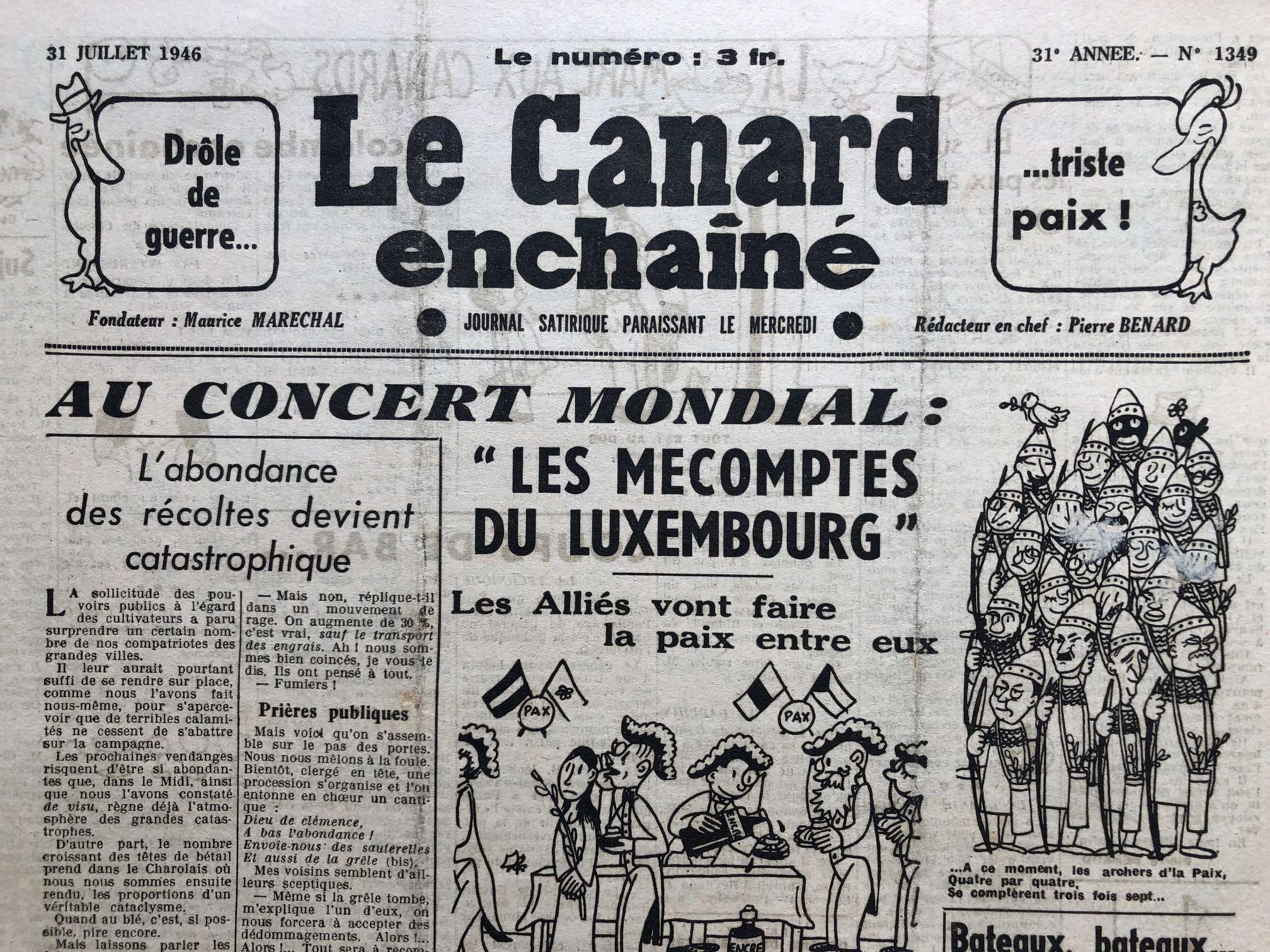 Couac ! | Acheter un Canard | Vente d'Anciens Journaux du Canard Enchaîné. Des Journaux Satiriques de Collection, Historiques & Authentiques de 1916 à 2004 ! | 1349 2