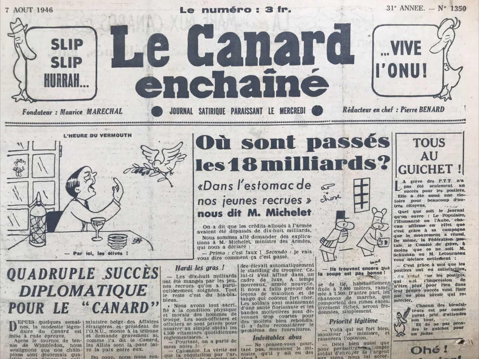 Couac ! | Acheter un Canard | Vente d'Anciens Journaux du Canard Enchaîné. Des Journaux Satiriques de Collection, Historiques & Authentiques de 1916 à 2004 ! | 1350