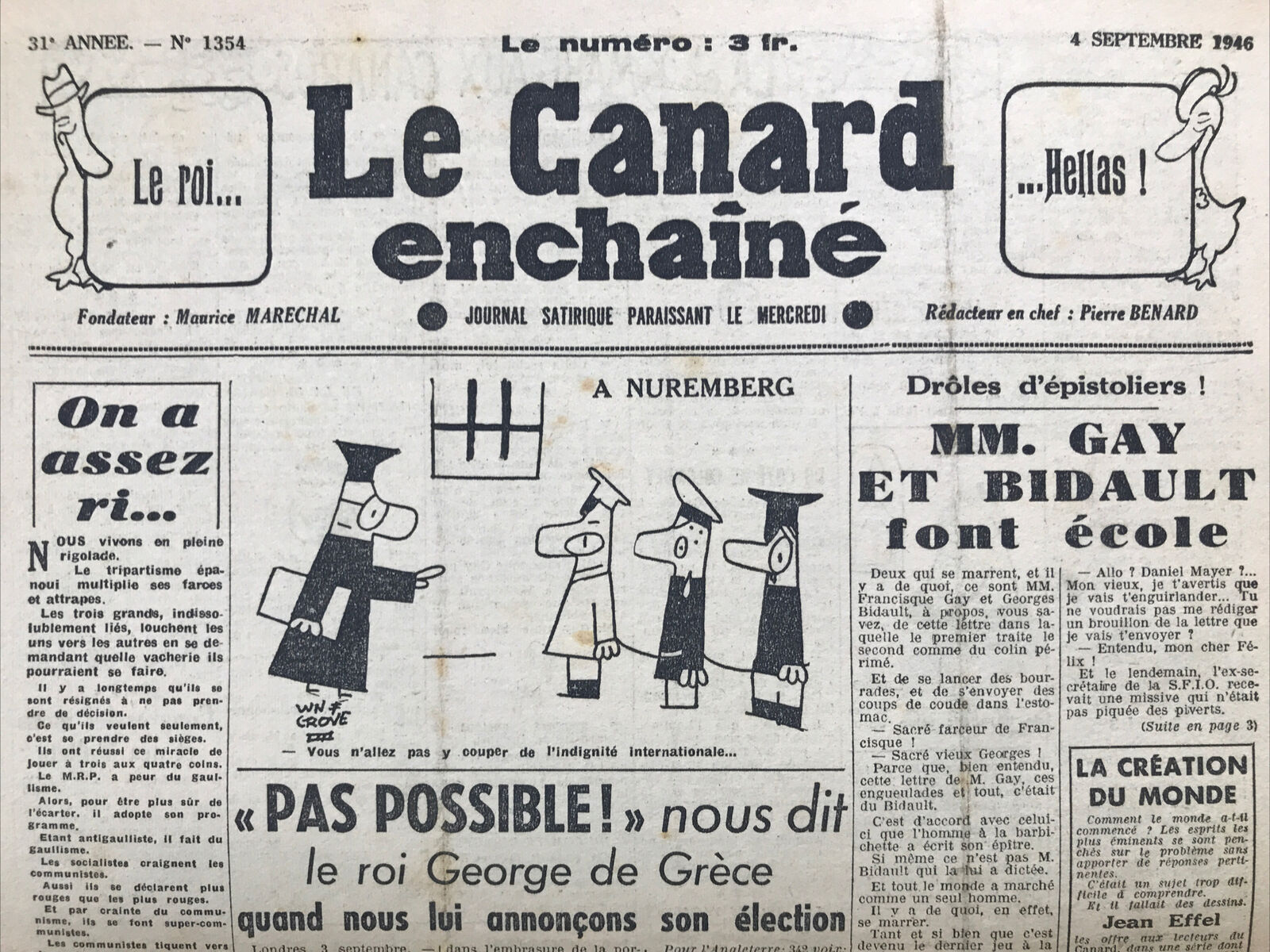 Couac ! | Acheter un Canard | Vente d'Anciens Journaux du Canard Enchaîné. Des Journaux Satiriques de Collection, Historiques & Authentiques de 1916 à 2004 ! | 1354