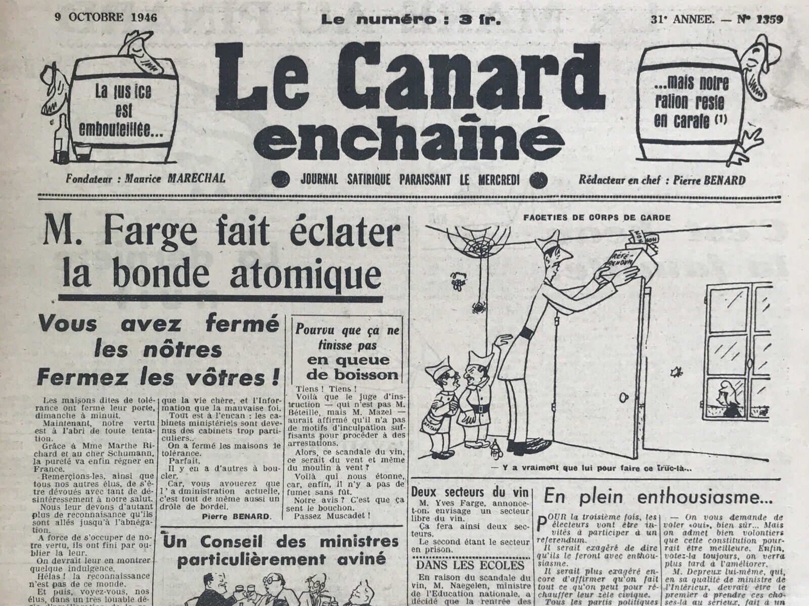 Couac ! | Acheter un Canard | Vente d'Anciens Journaux du Canard Enchaîné. Des Journaux Satiriques de Collection, Historiques & Authentiques de 1916 à 2004 ! | 1359 e1708181986476