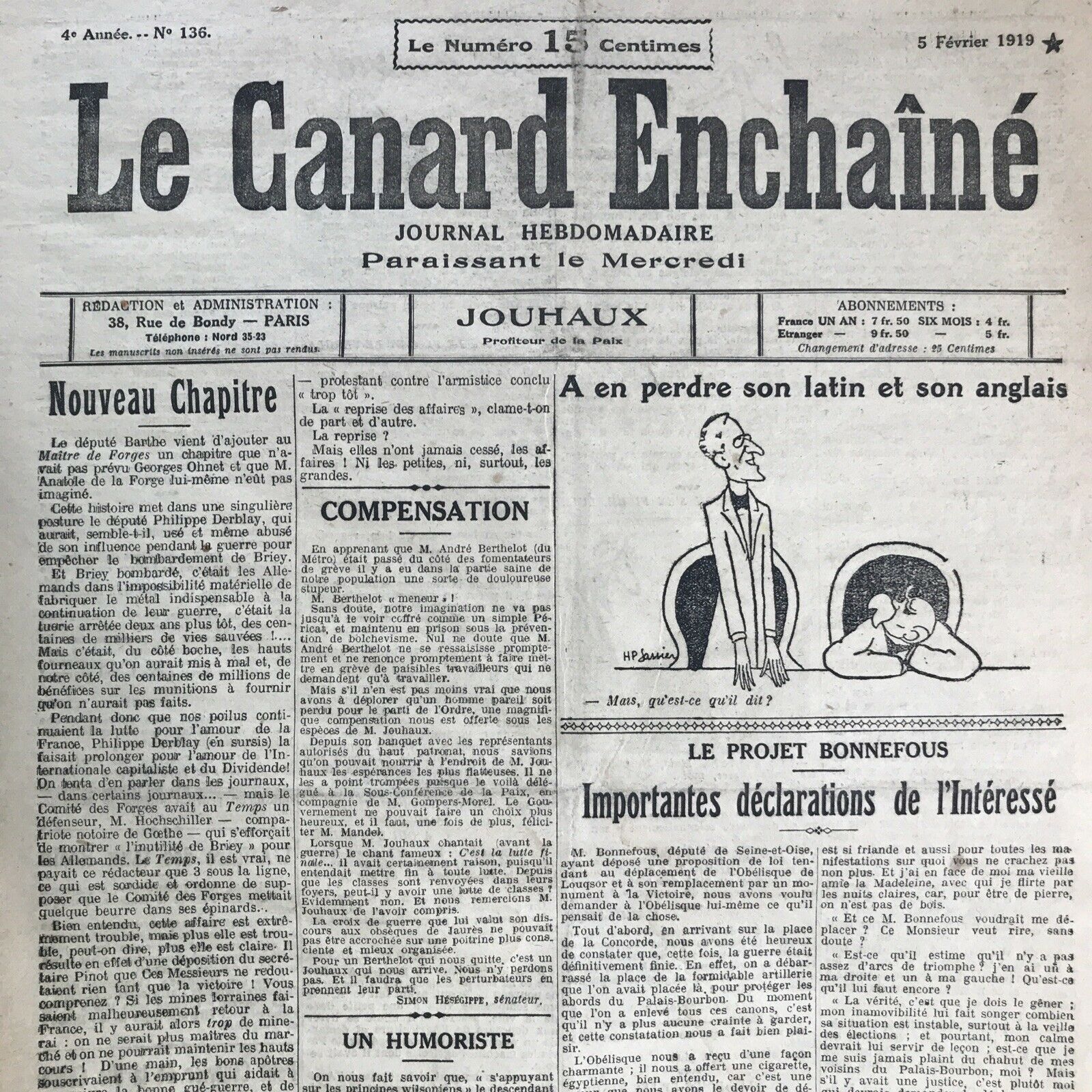 Couac ! | Acheter un Canard | Vente d'Anciens Journaux du Canard Enchaîné. Des Journaux Satiriques de Collection, Historiques & Authentiques de 1916 à 2004 ! | 136