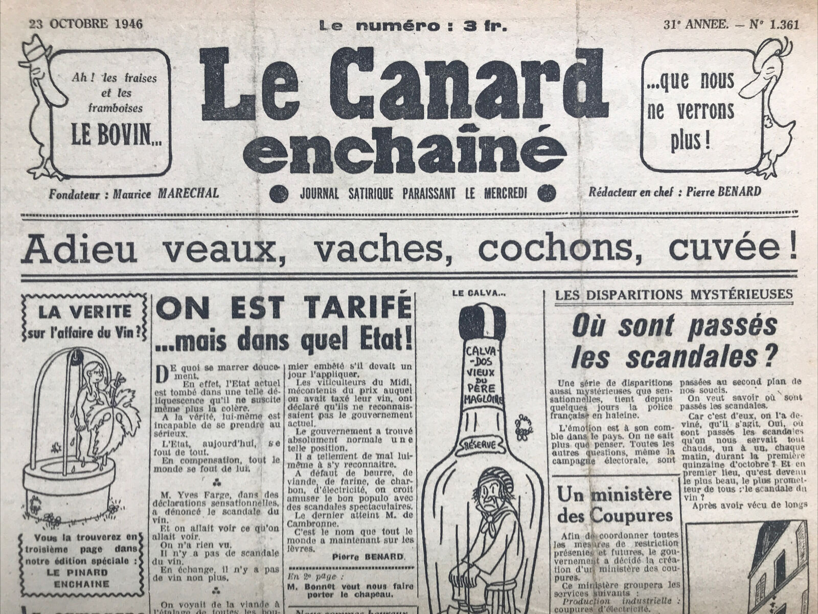 Couac ! | Acheter un Canard | Vente d'Anciens Journaux du Canard Enchaîné. Des Journaux Satiriques de Collection, Historiques & Authentiques de 1916 à 2004 ! | 1361