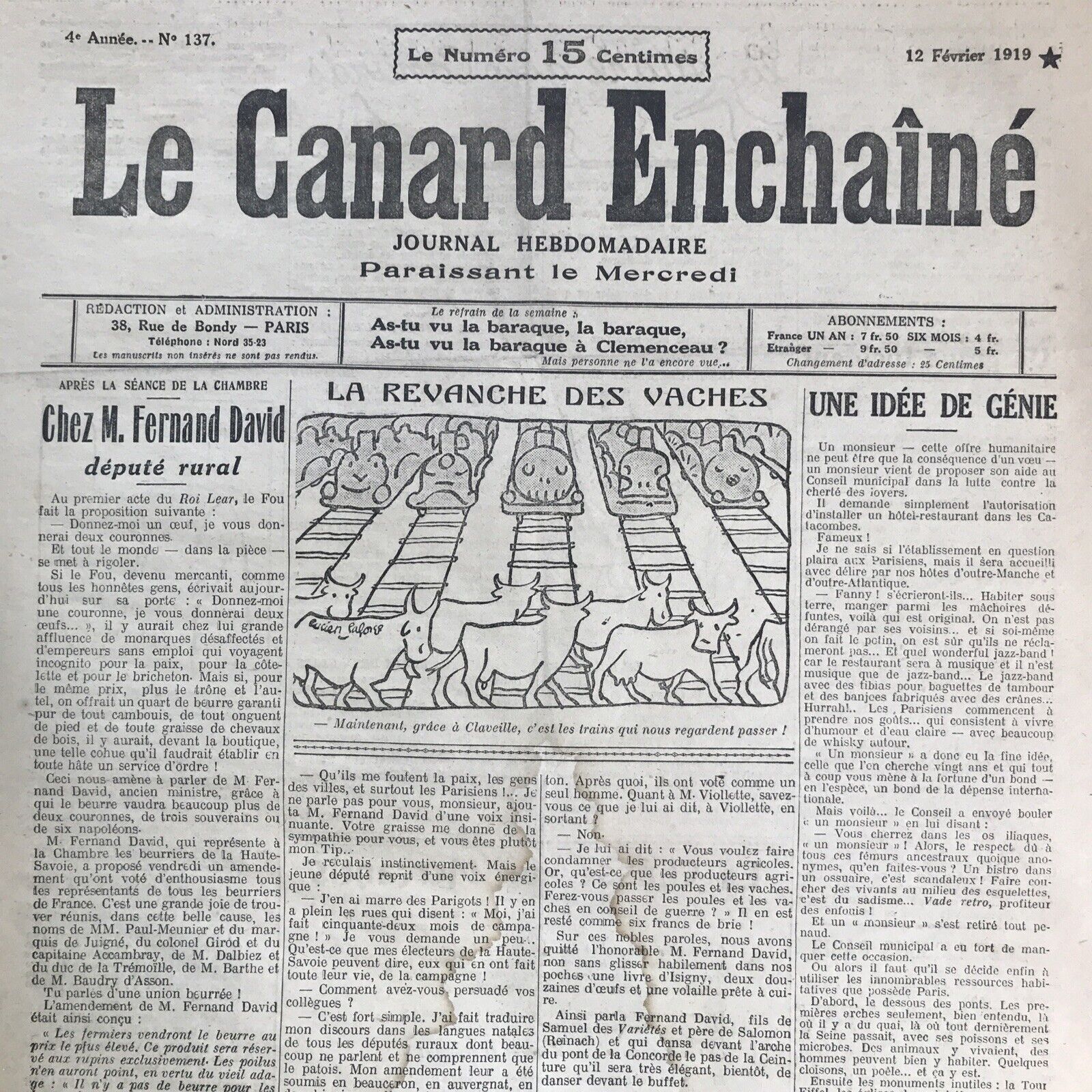 Couac ! | Acheter un Canard | Vente d'Anciens Journaux du Canard Enchaîné. Des Journaux Satiriques de Collection, Historiques & Authentiques de 1916 à 2004 ! | 137