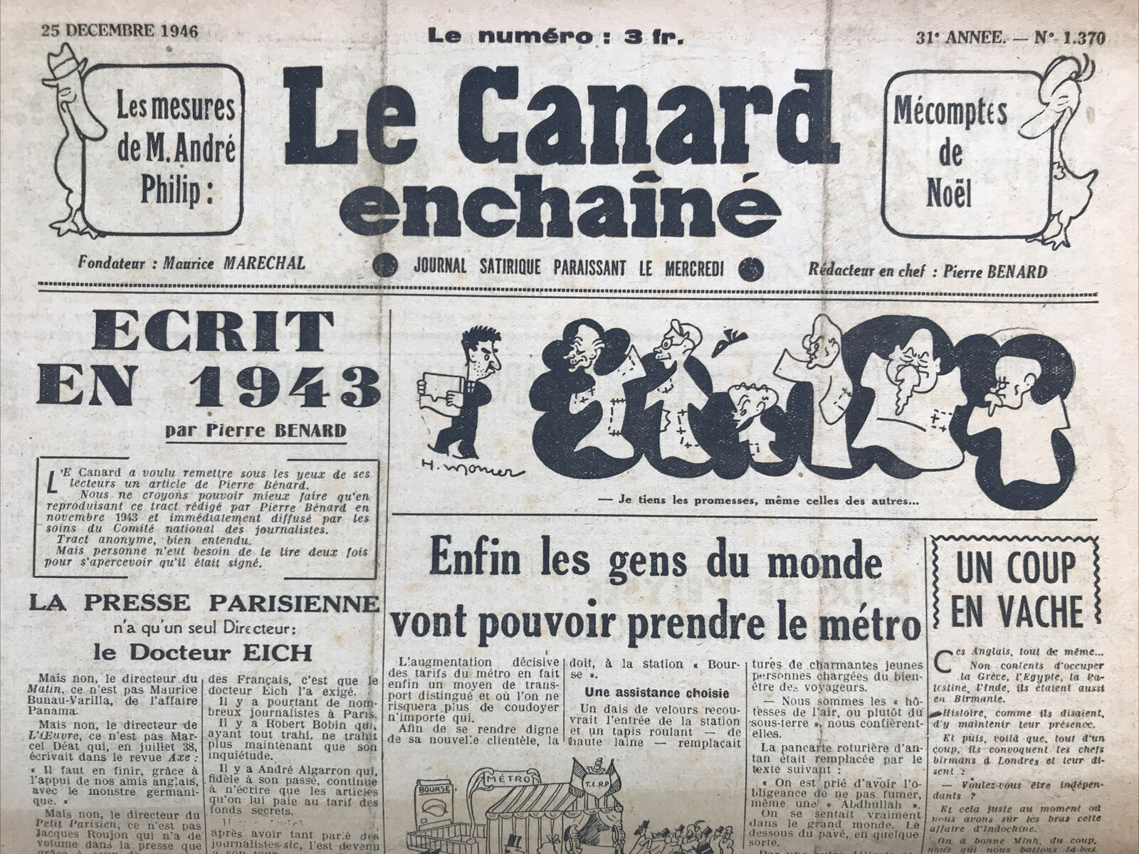 Couac ! | Acheter un Canard | Vente d'Anciens Journaux du Canard Enchaîné. Des Journaux Satiriques de Collection, Historiques & Authentiques de 1916 à 2004 ! | 1370