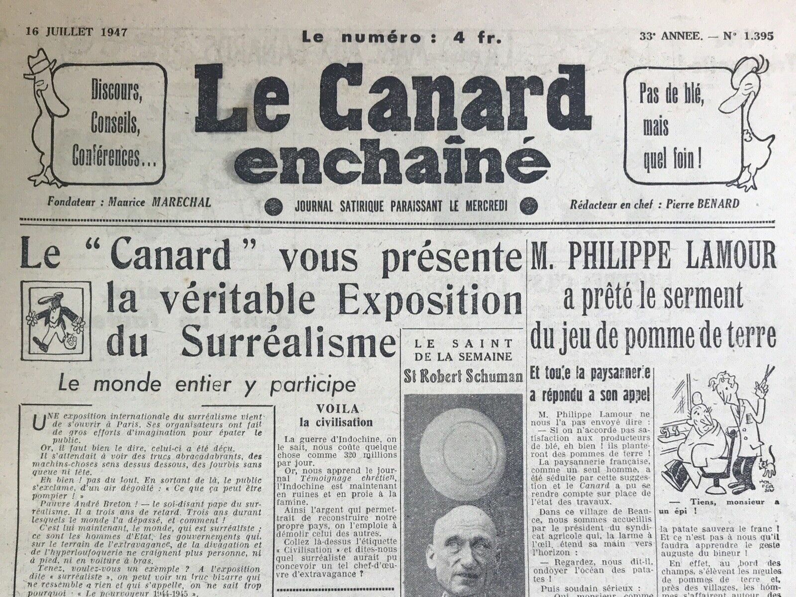 Couac ! | Acheter un Canard | Vente d'Anciens Journaux du Canard Enchaîné. Des Journaux Satiriques de Collection, Historiques & Authentiques de 1916 à 2004 ! | 1395 e1719916112968