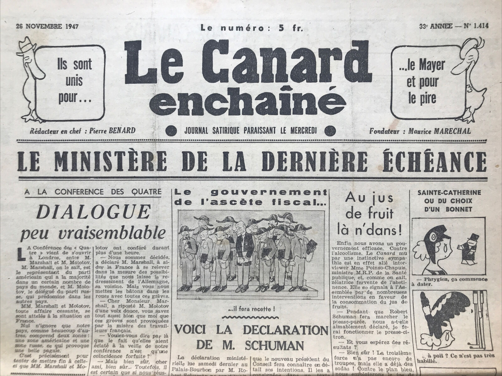 Couac ! | Acheter un Canard | Vente d'Anciens Journaux du Canard Enchaîné. Des Journaux Satiriques de Collection, Historiques & Authentiques de 1916 à 2004 ! | 1414