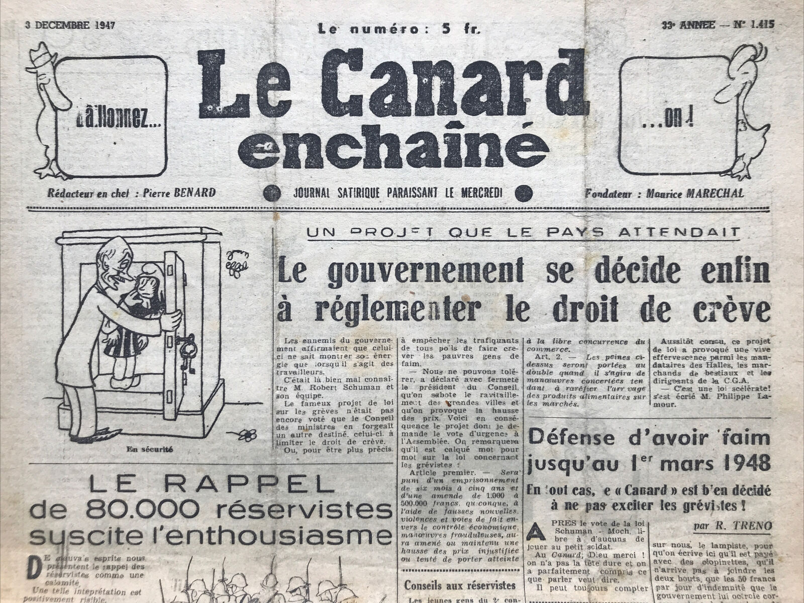 Couac ! | Acheter un Canard | Vente d'Anciens Journaux du Canard Enchaîné. Des Journaux Satiriques de Collection, Historiques & Authentiques de 1916 à 2004 ! | 1415