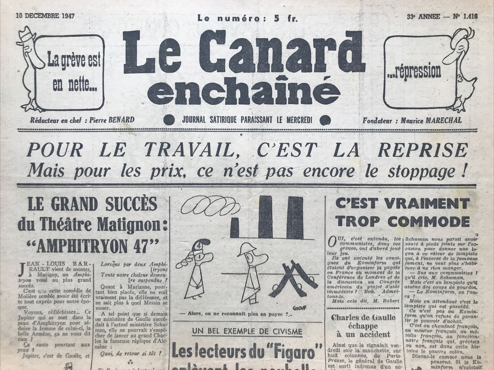 Couac ! | Acheter un Canard | Vente d'Anciens Journaux du Canard Enchaîné. Des Journaux Satiriques de Collection, Historiques & Authentiques de 1916 à 2004 ! | 1416